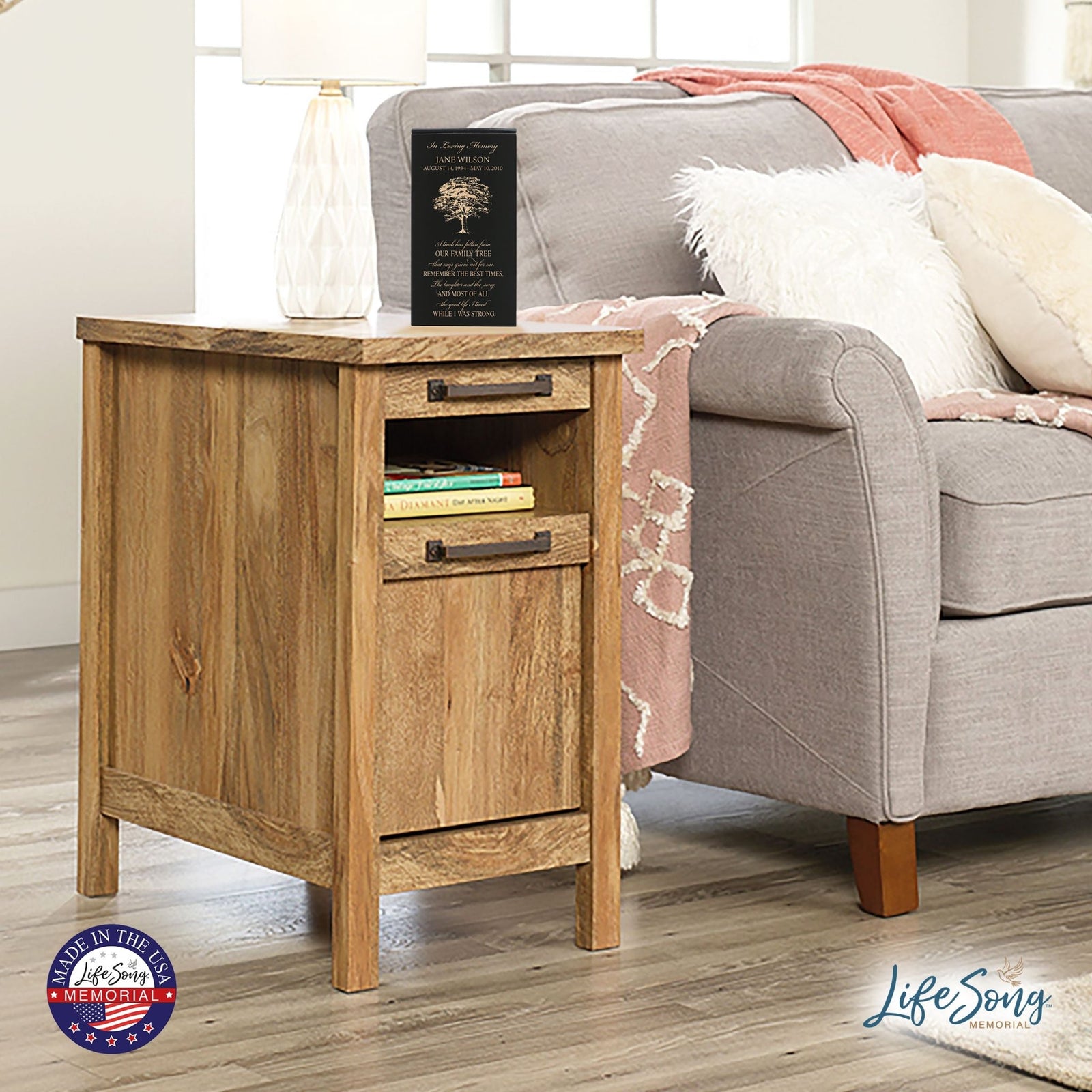 Memorial Wooden Engraved Keepsake Urn Box for Human Ashes