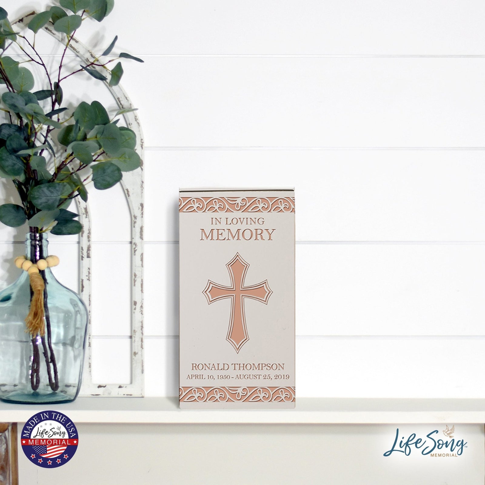 Handcrafted Wooden Urn with Custom Engraved Cross