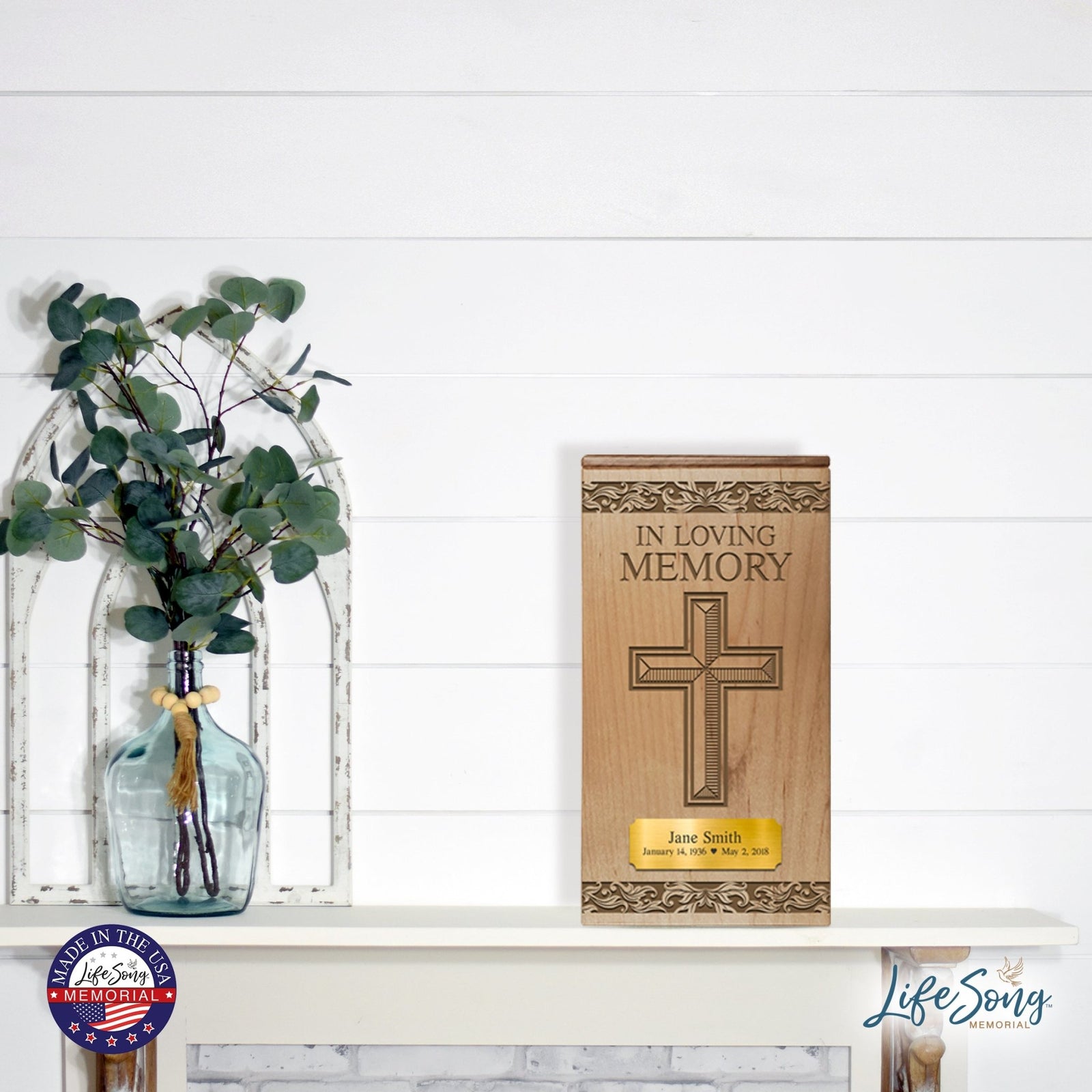 Personalized Memorial Wooden Keepsake Urn for Human Ashes