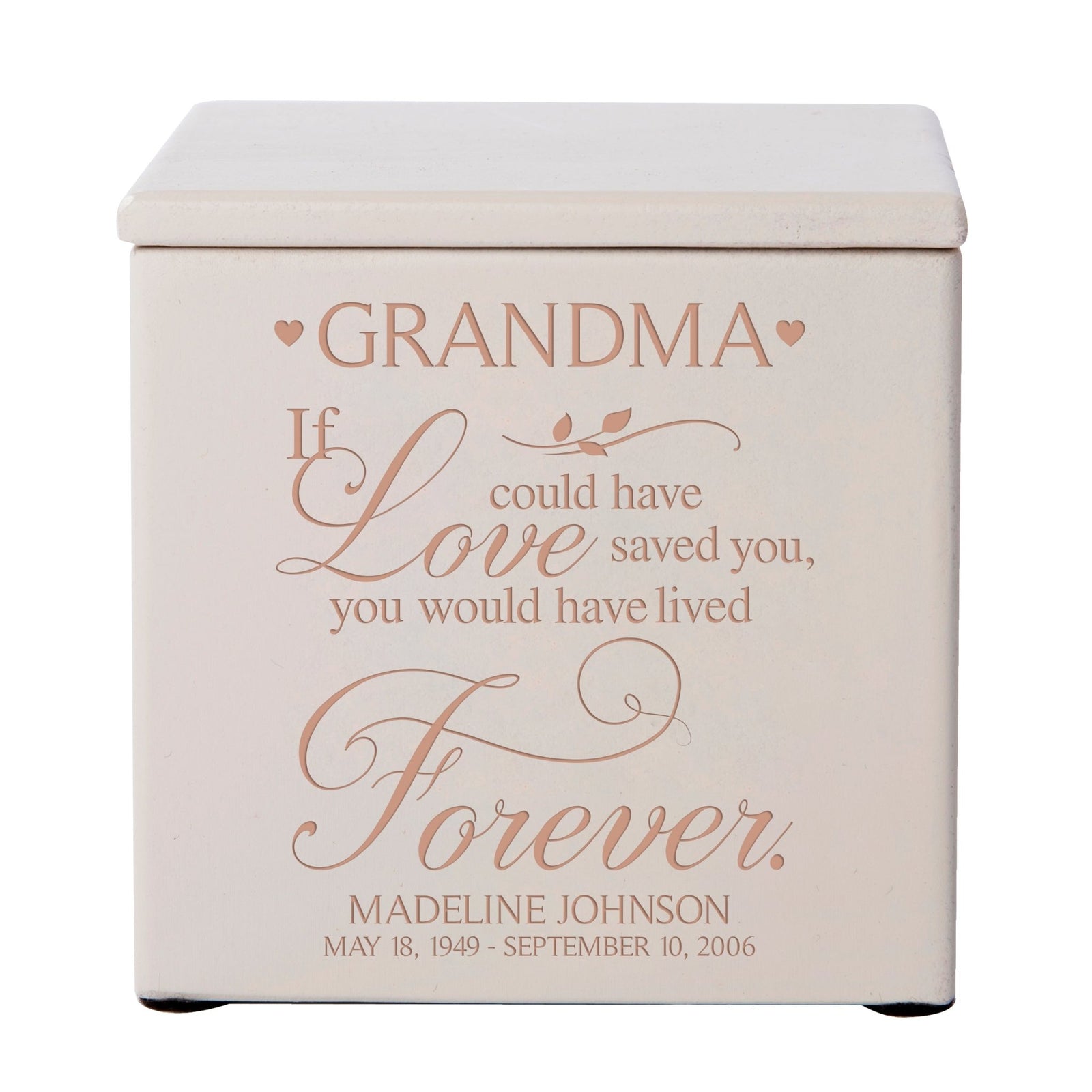 Custom Memorial Wooden Keepsake Urn Box for Grandma