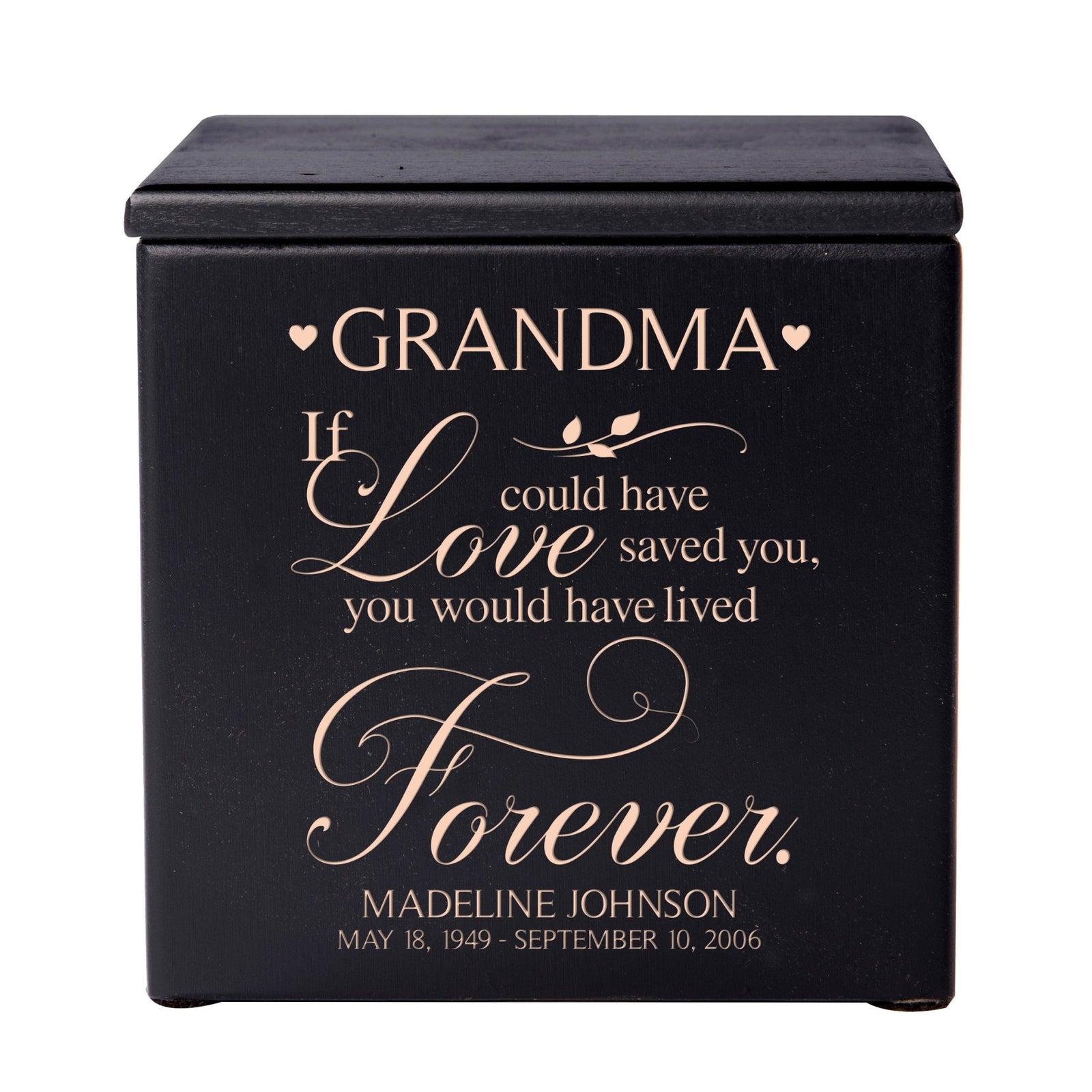 Custom Memorial Wooden Keepsake Urn Box for Grandma