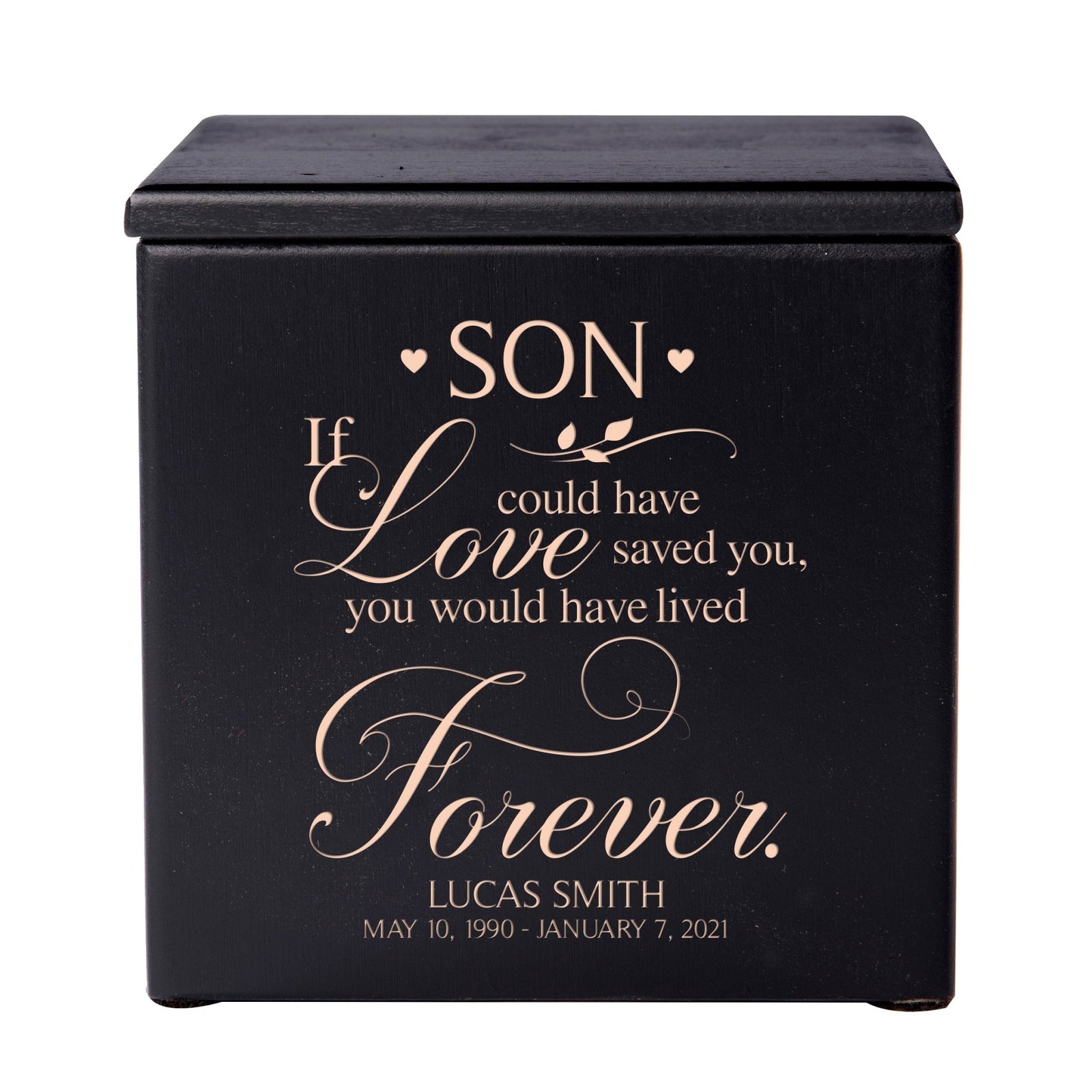 Personalized Memorial Wooden Keepsake Urn for Son