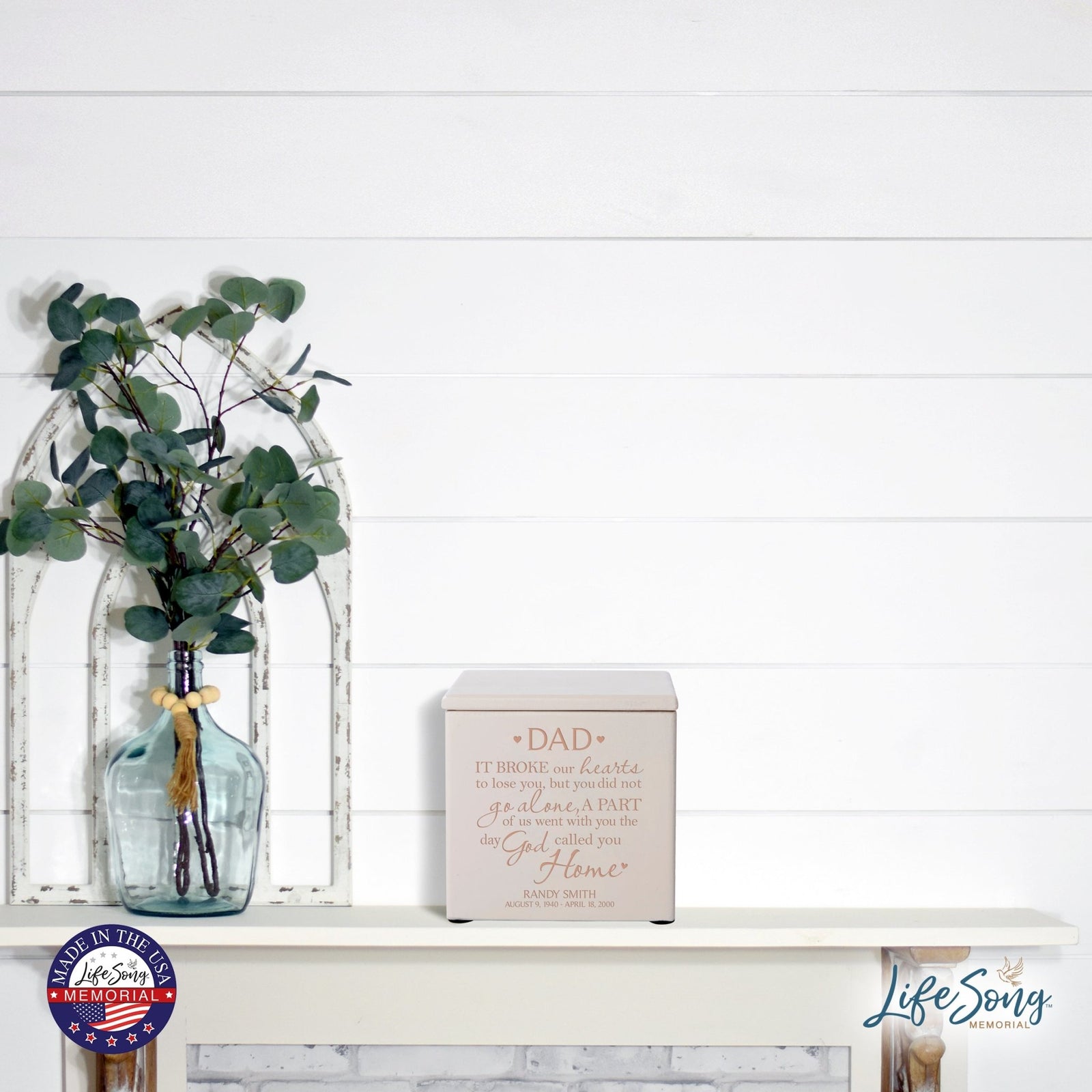 Custom Memorial Wooden Keepsake Urn Box for Dad