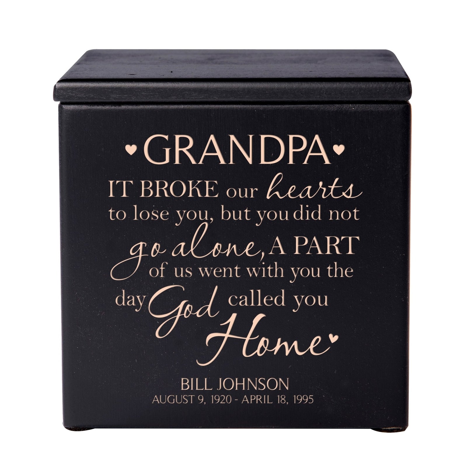 Personalized Memorial Wooden Keepsake Urn for Grandpa