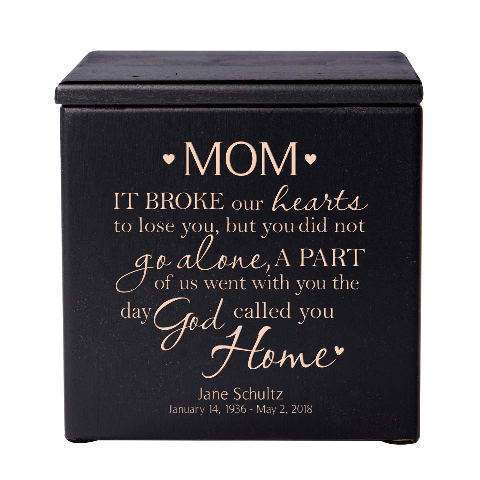 Personalized Memorial Wooden Keepsake Urn for Mom