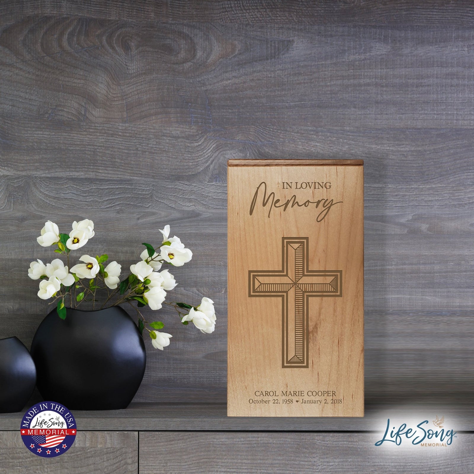 Personalized Funeral Wooden Keepsake Urn Box for Cherished Memories