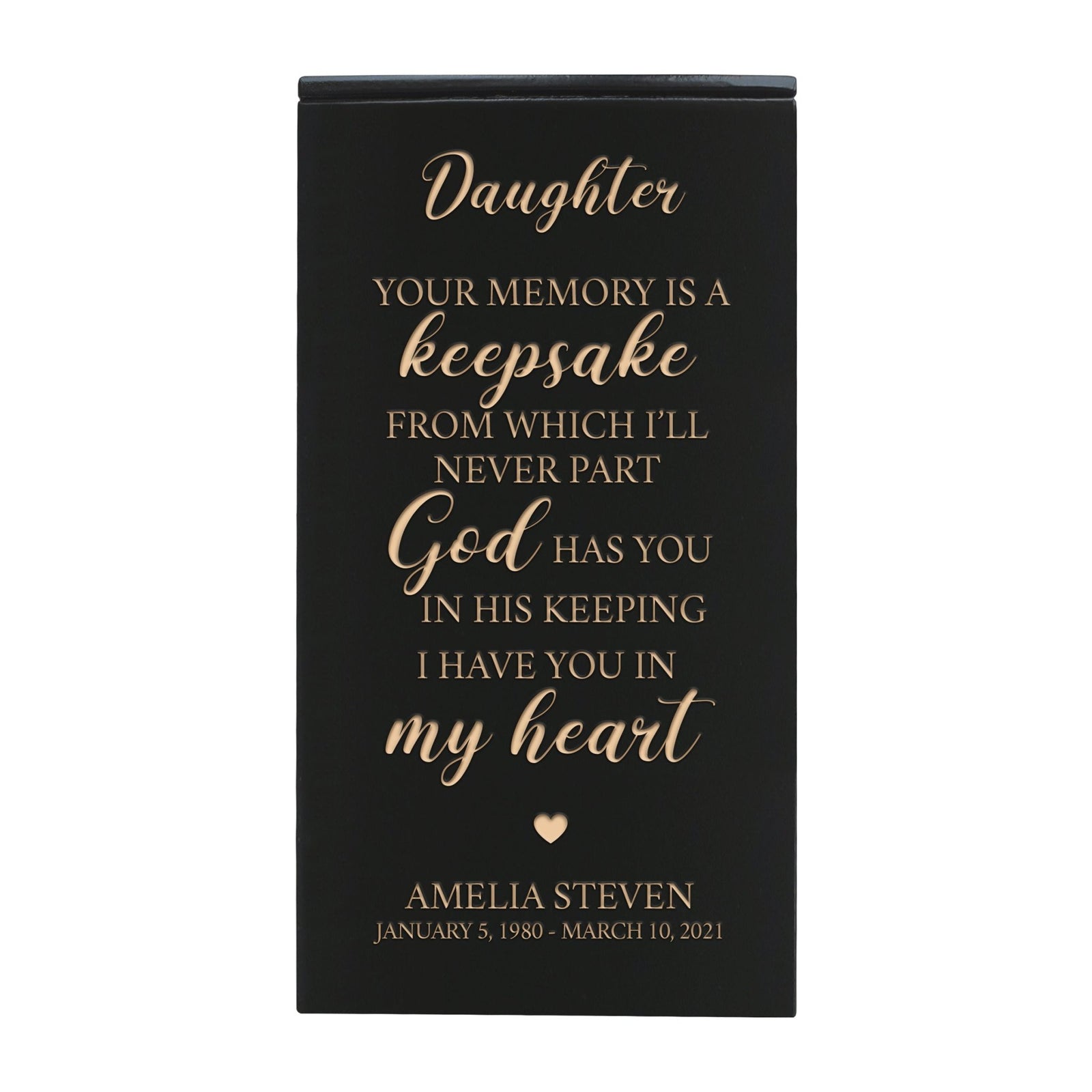 Custom Unique Memorial Wooden Keepsake Box for Daughter's Memory