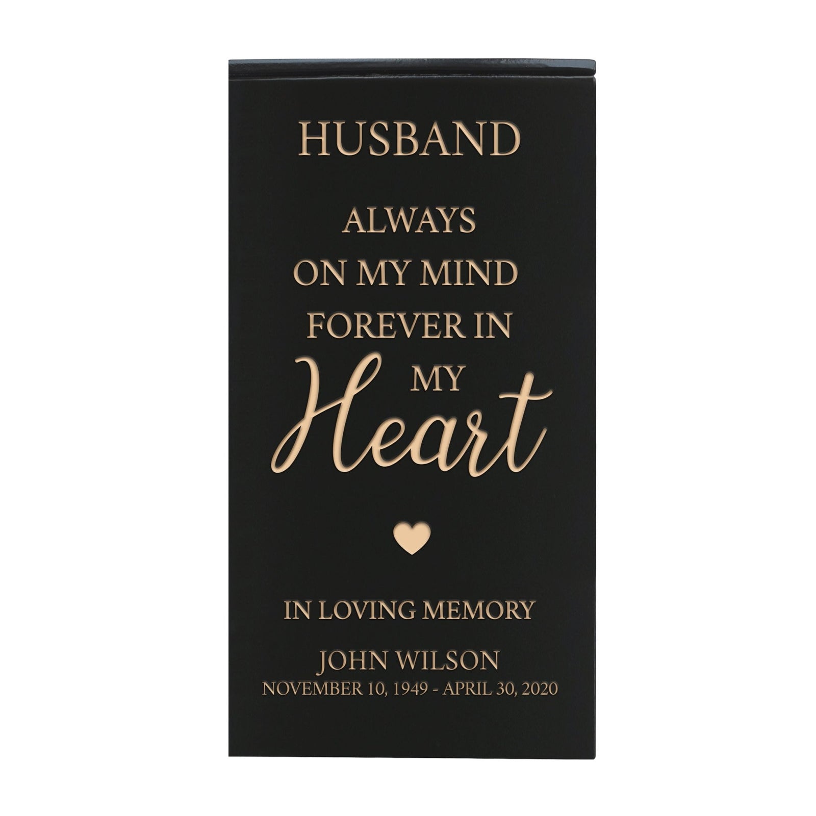 Elegant Engraved Wooden Keepsake Urn Box for Husband