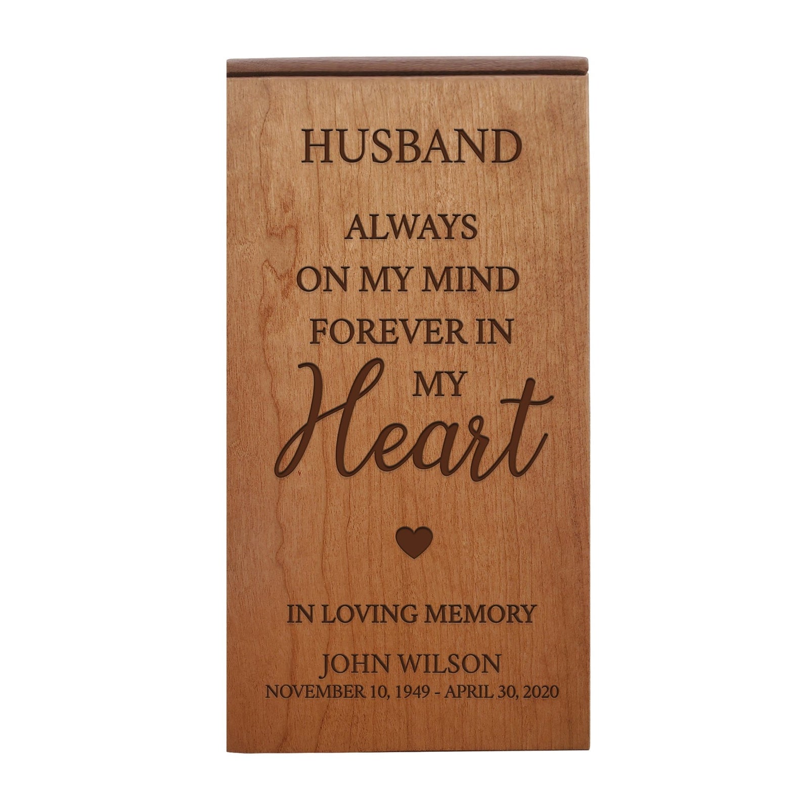 Memorial Engraved Wooden Keepsake Box for Husband