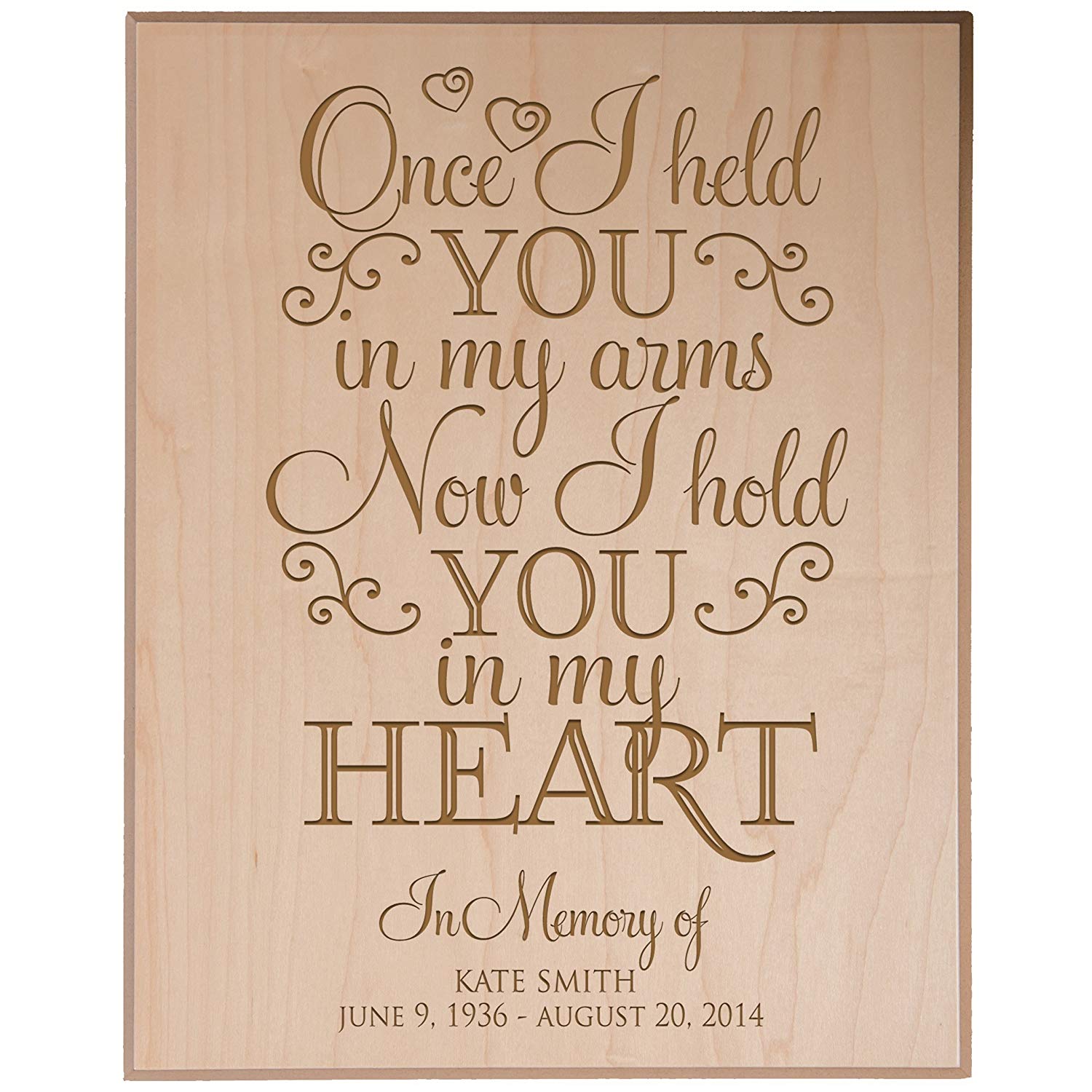 Custom Engraved Memorial Wooden Wall Plaque I Held You In My Arms 12x15 - LifeSong Milestones