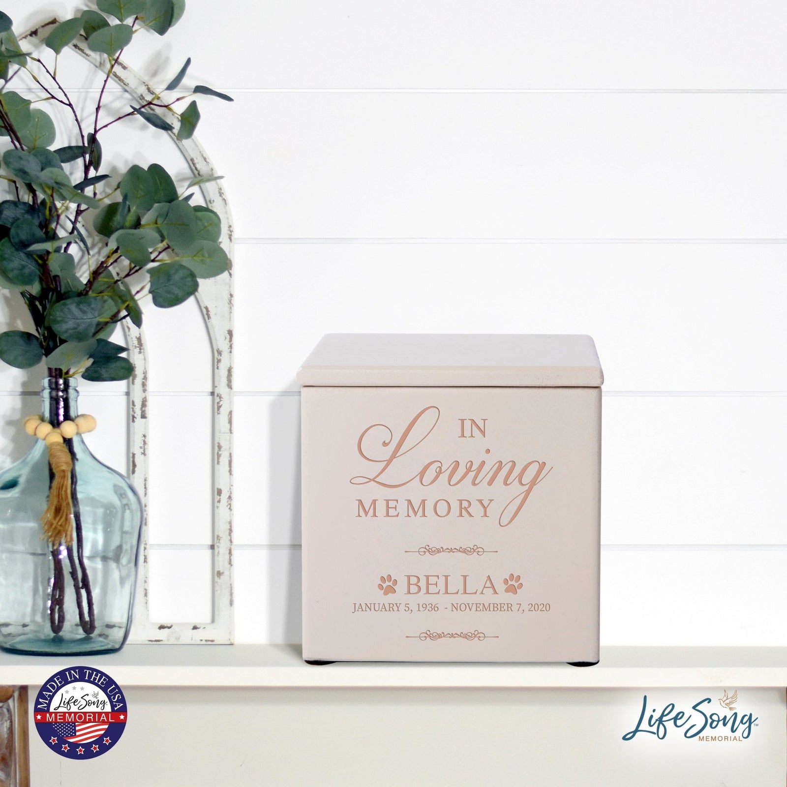 Small Wooden Keepsake Pet Urn Box for Ashes