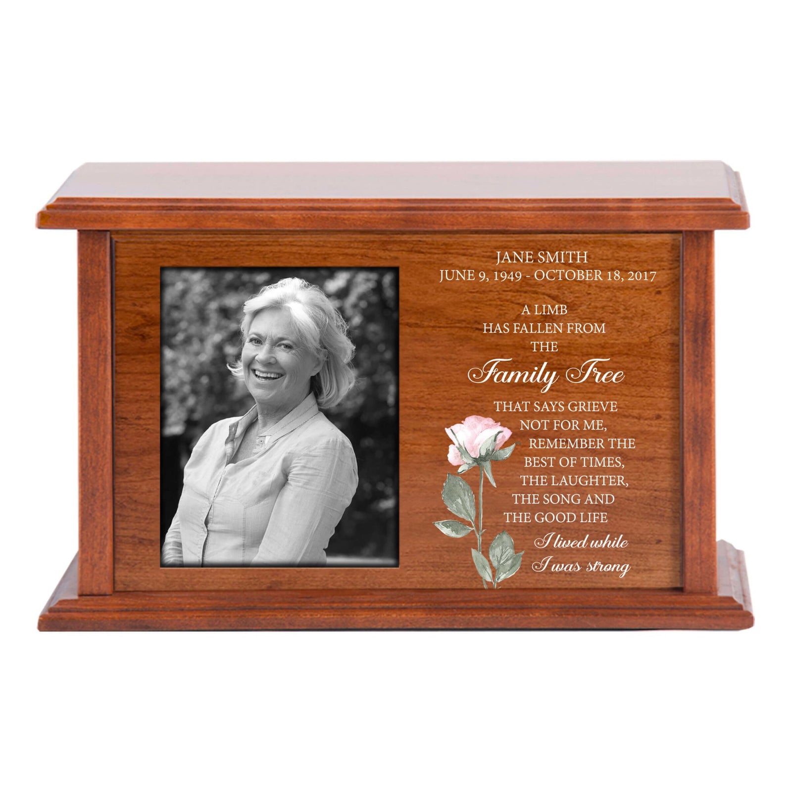 Personalized Engraved Photo Cremation Urn Box for Grandma