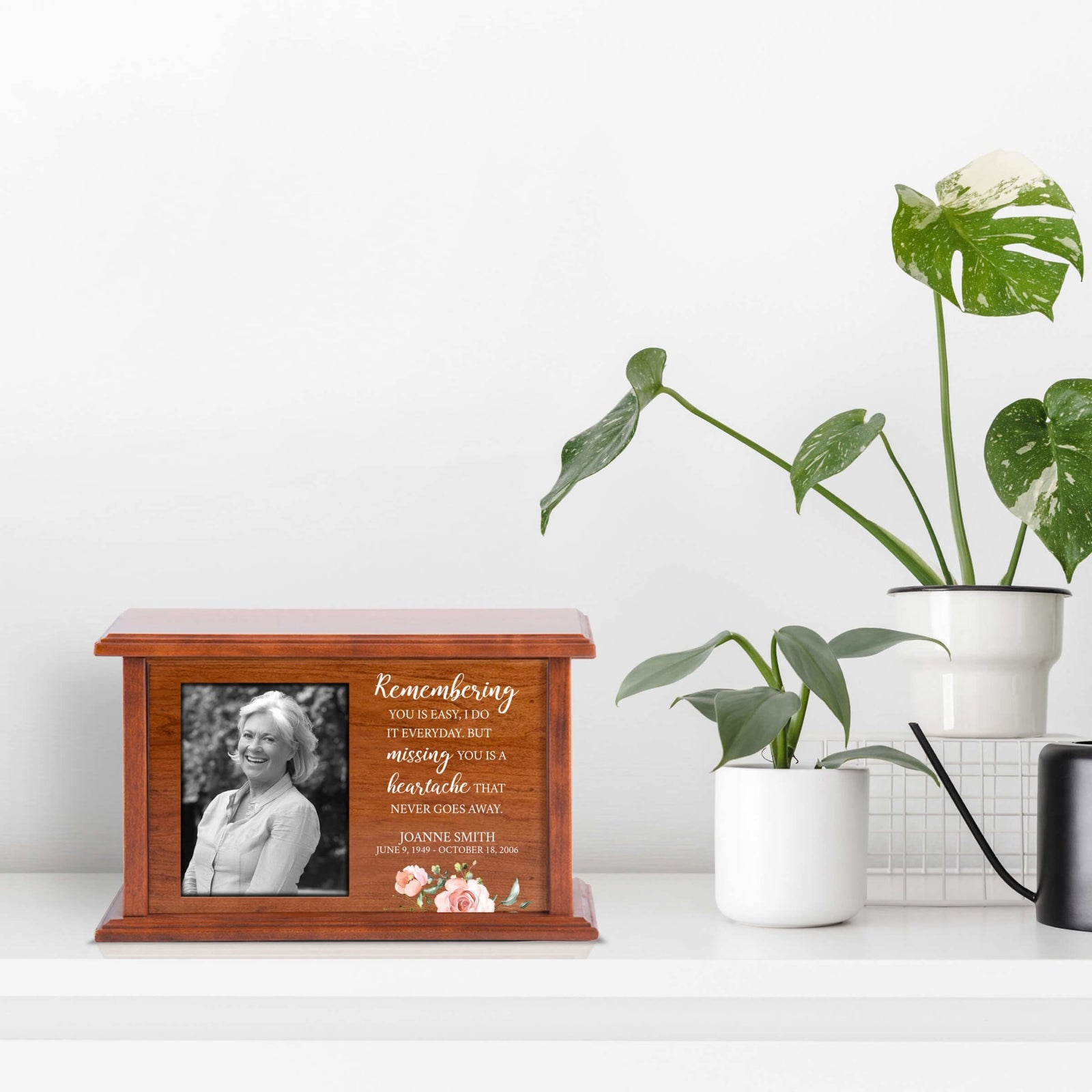 Memorial Handcrafted Wooden Photo Urn Box for Human Ashes