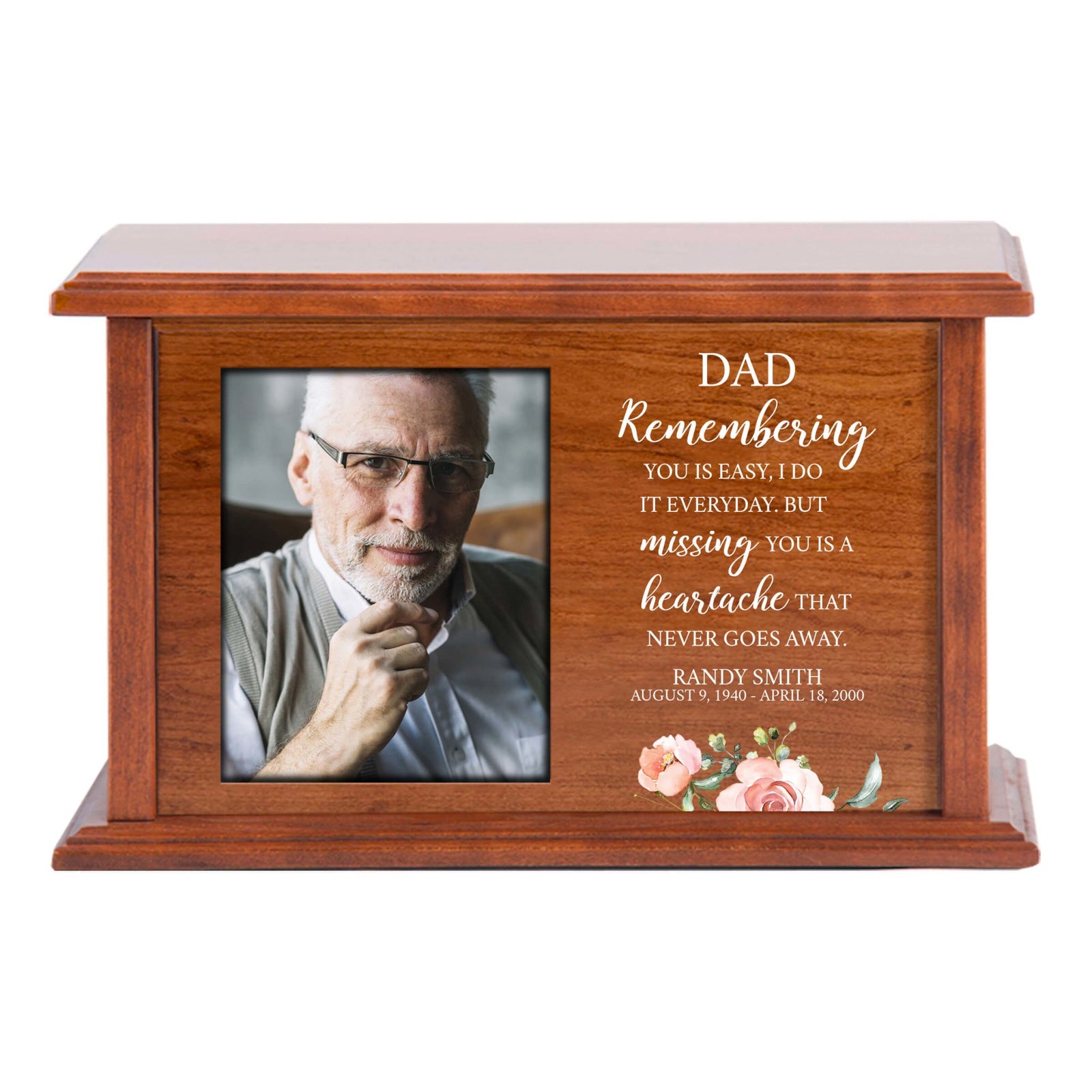 Unique Wooden Photo Urn Box for Treasured Human Ashes
