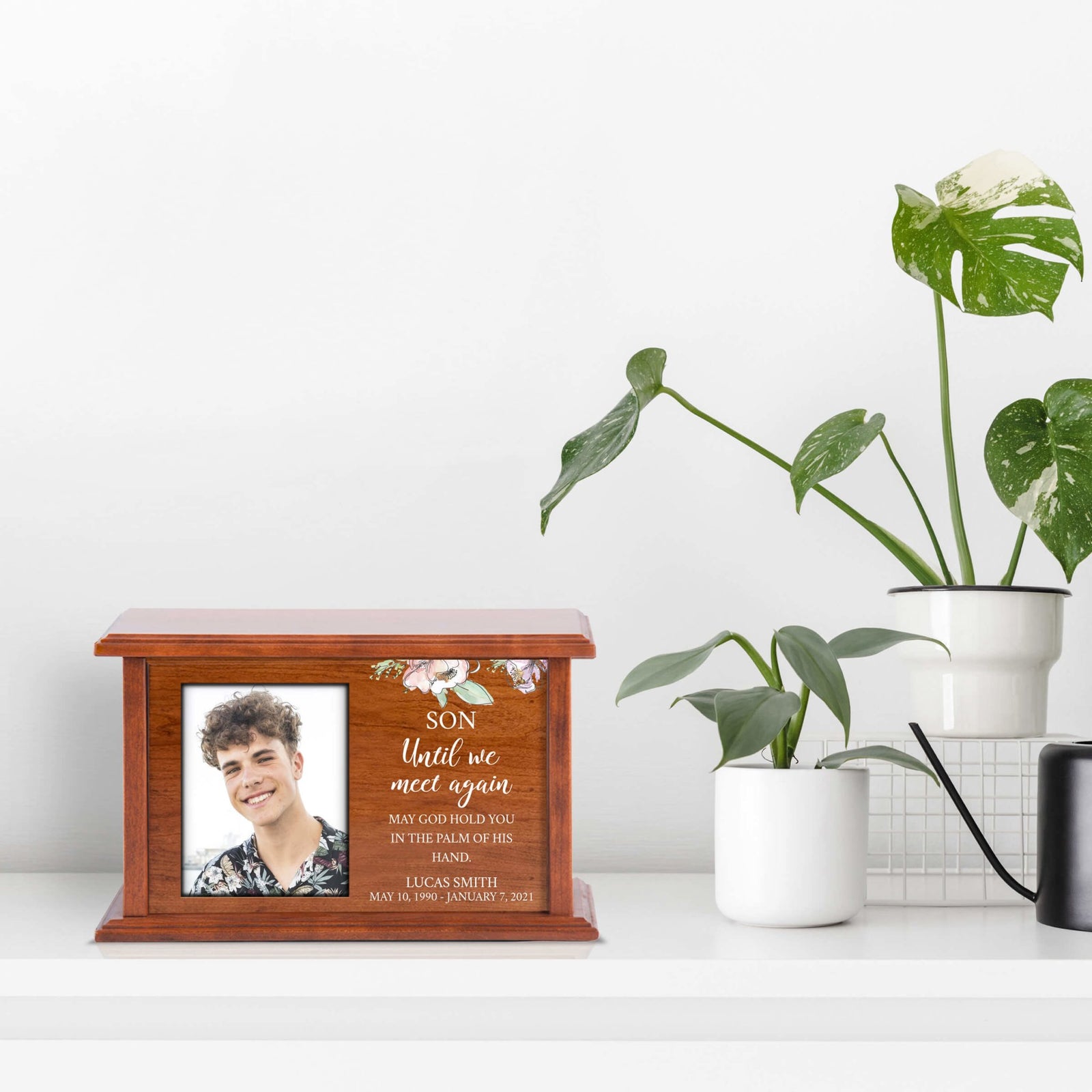 Wooden Memorial Urn Box with Photo Frame