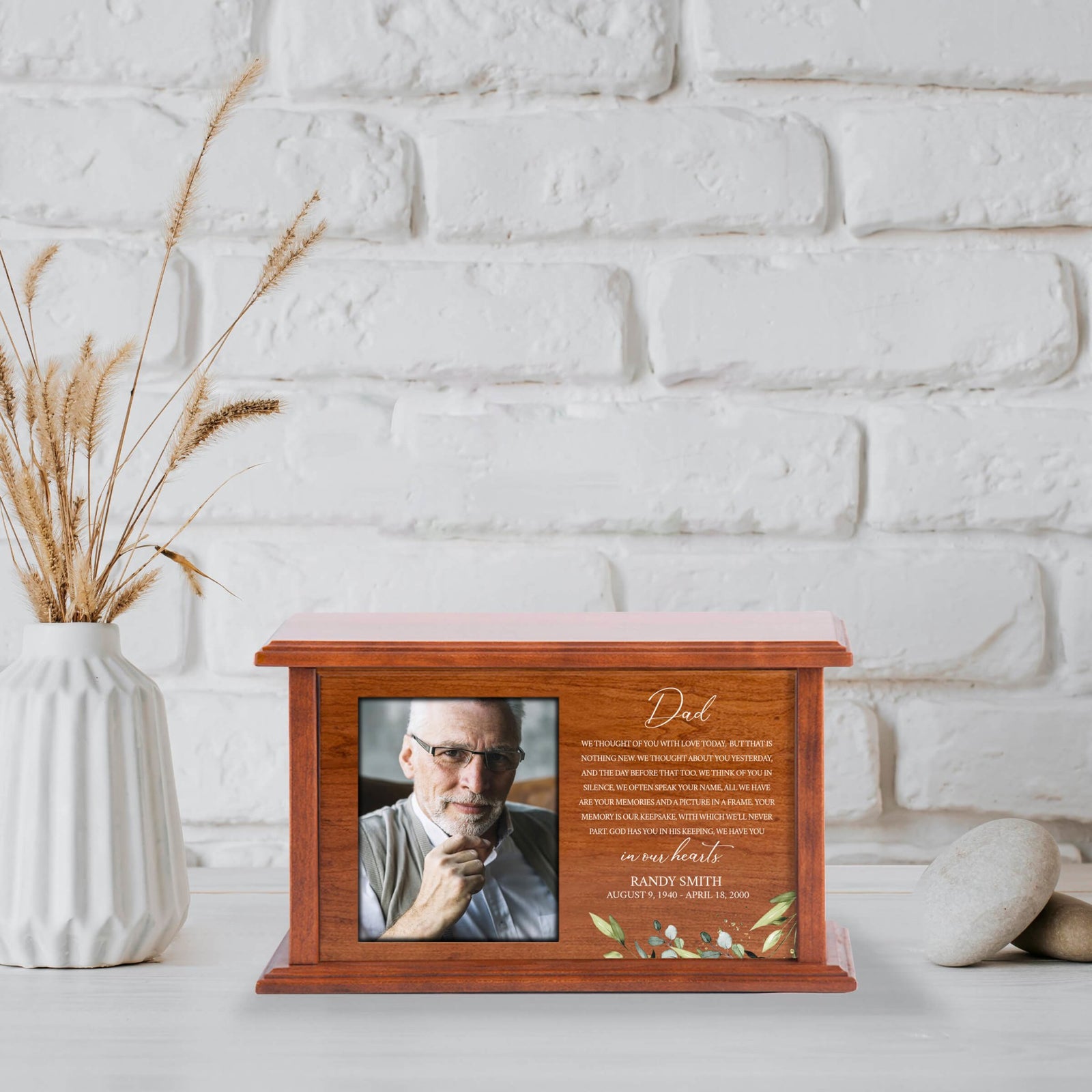 Personalized Wooden Photo Urn Box for Cherished Human Ashes