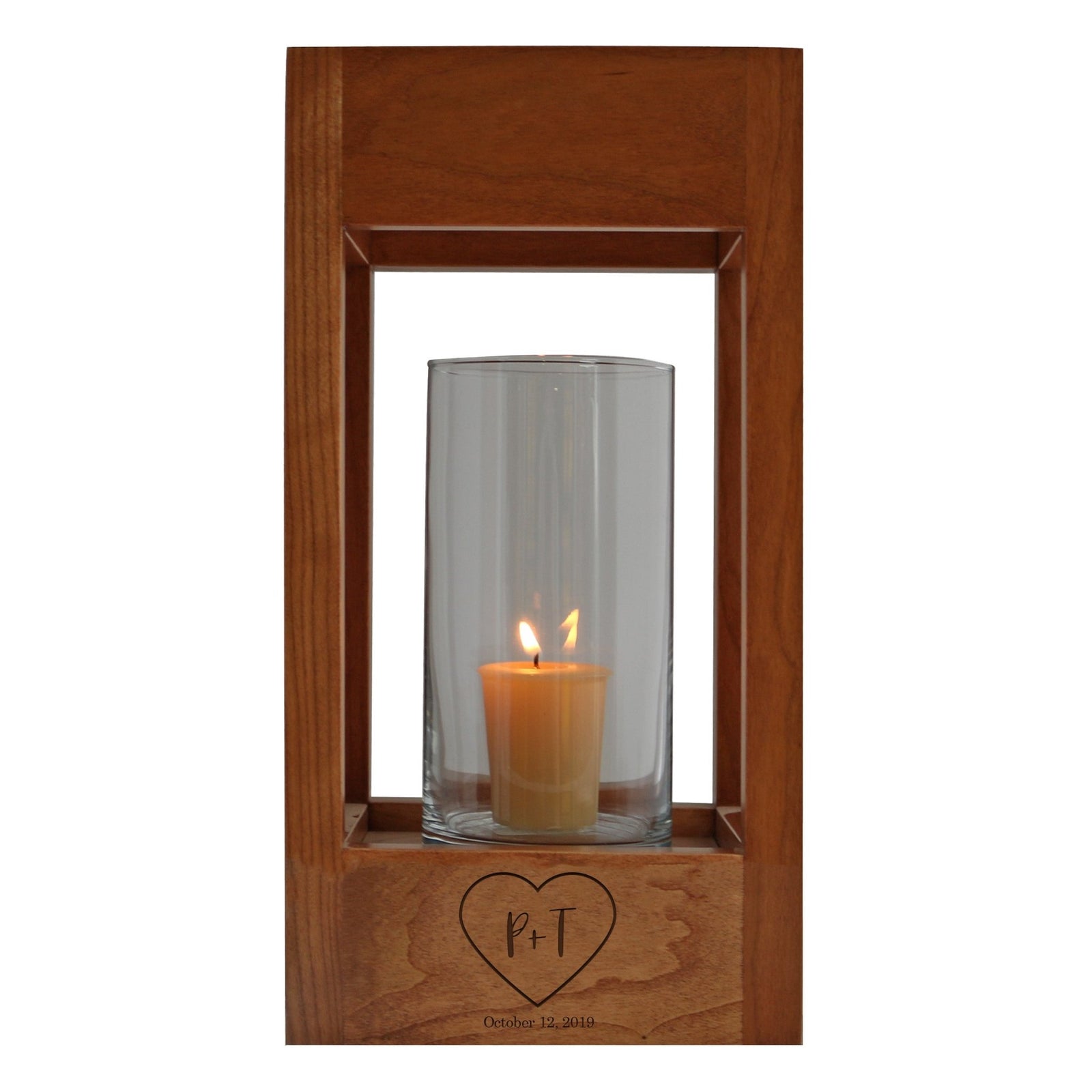 Custom Engraved Single Votive Cherry Wedding Lantern Candle Holder 11” x 6.5” x 6.5” - LifeSong Milestones