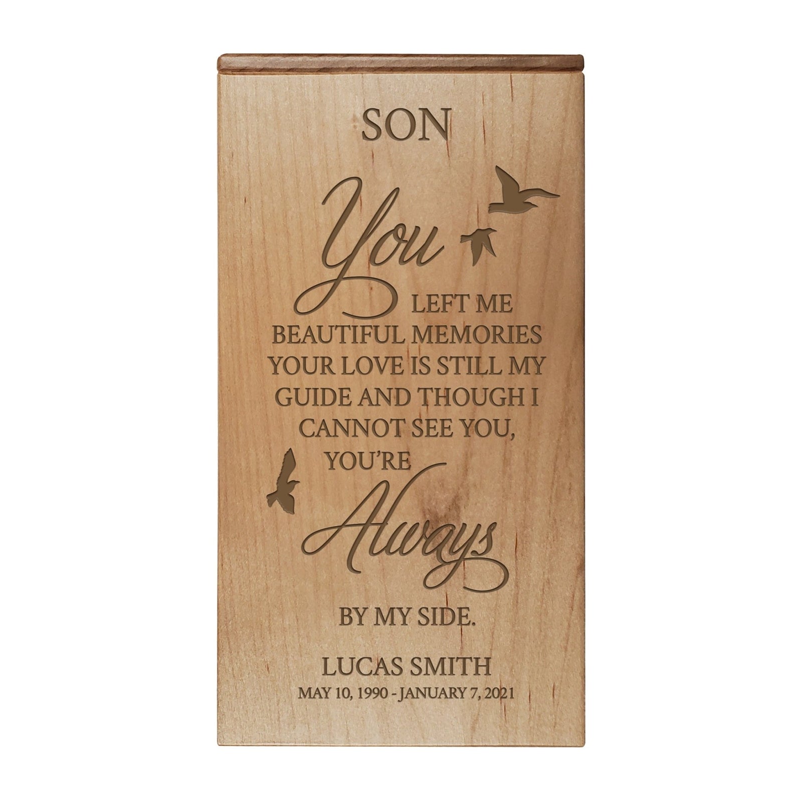 Handcrafted Wooden Keepsake Urn Box with Custom Engraving