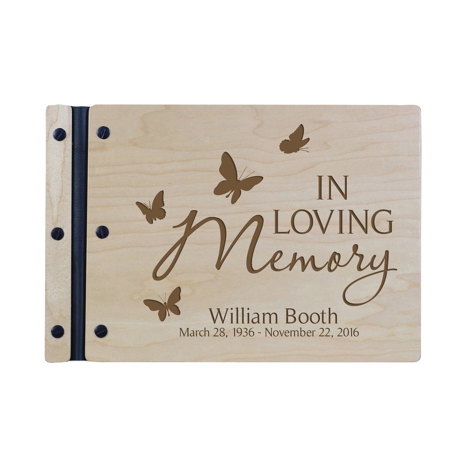Custom Engraved Wooden Memorial Guestbook 12.375” x 8.5” x .75” In Loving Memory 2 - LifeSong Milestones