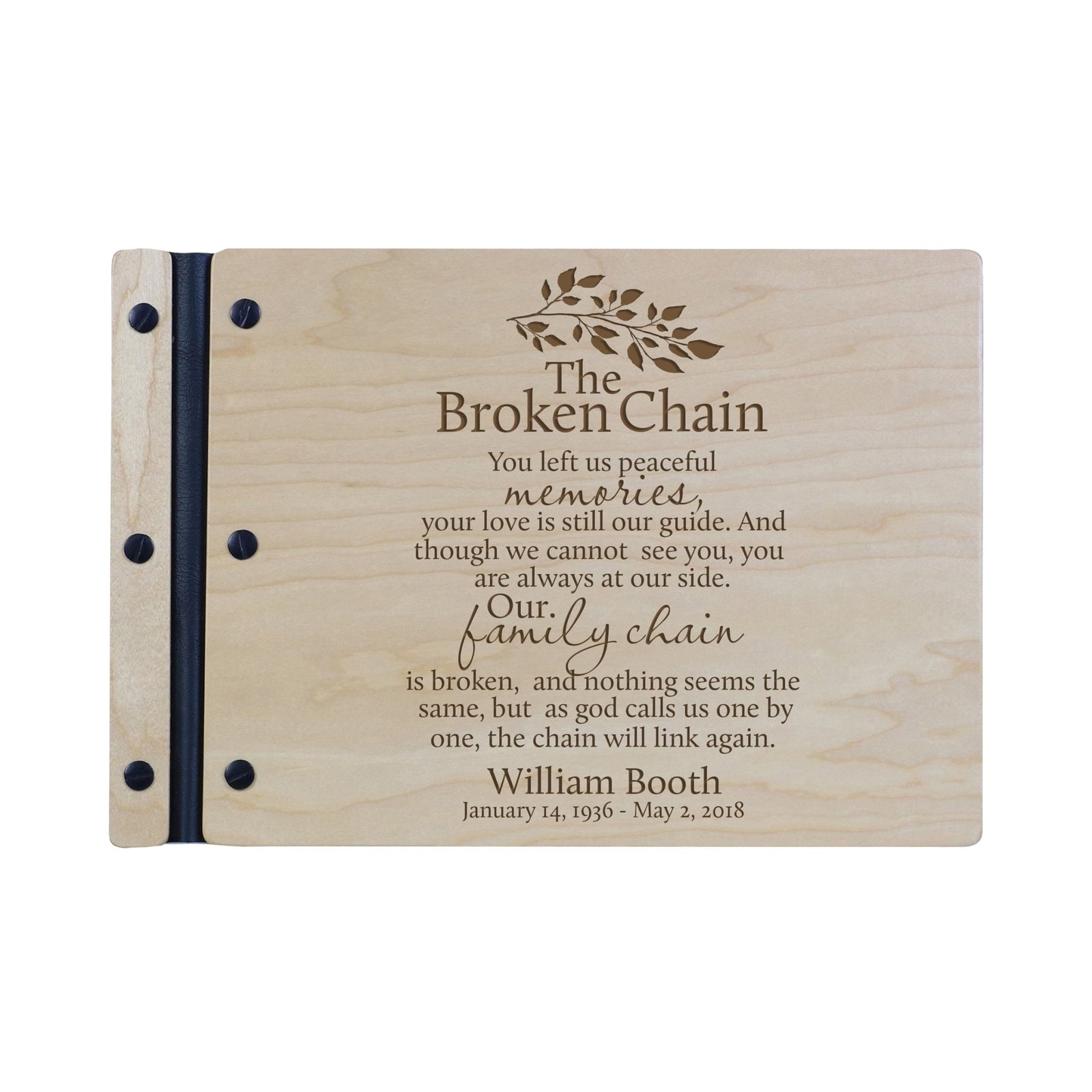 Wooden Memorial Guest Book - Personalized Sympathy Gift for Funeral Services