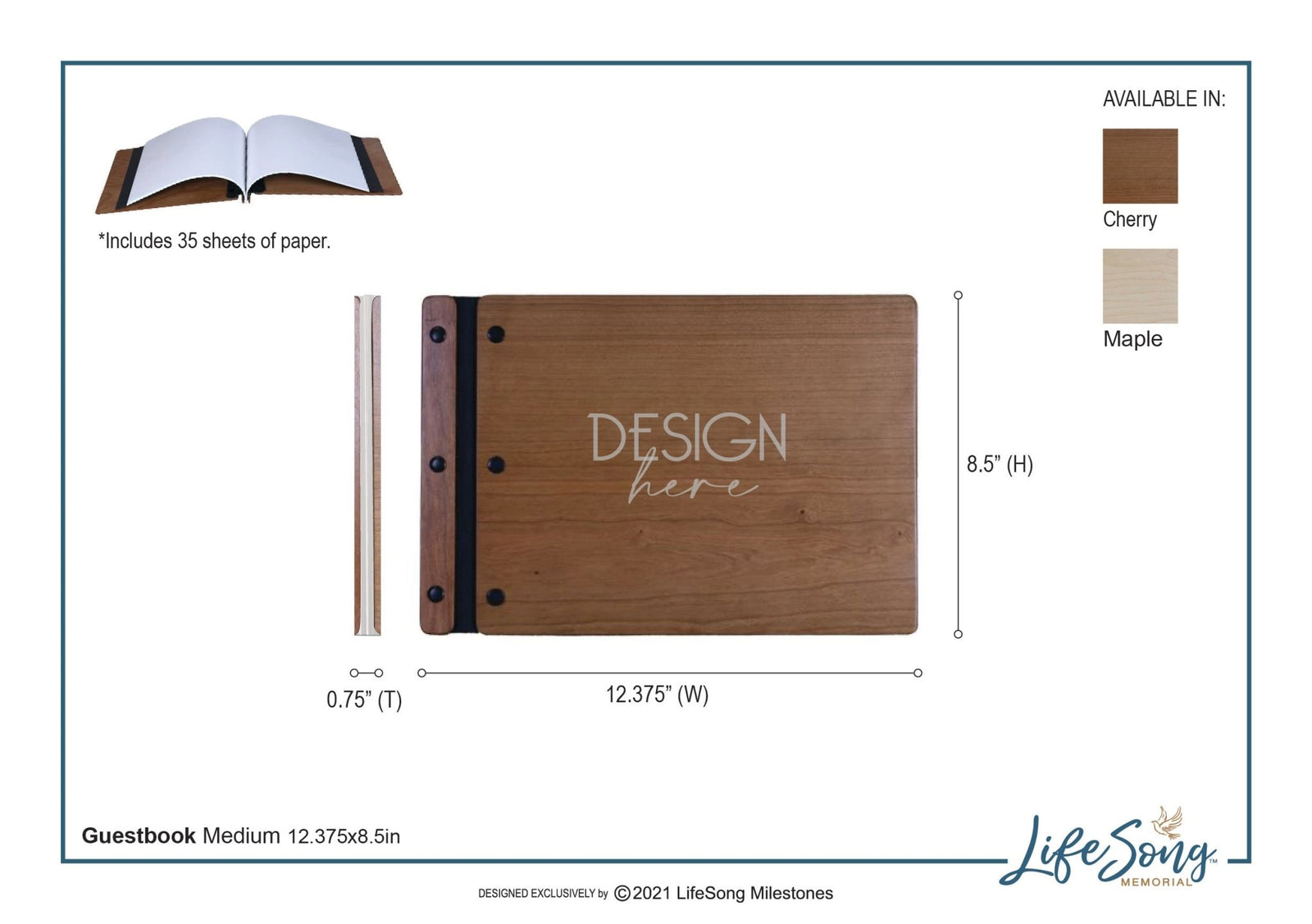 Custom Engraved Wooden Memorial Guestbook 13.375” x 10” x .75” Gone Yet Not Forgotten - LifeSong Milestones