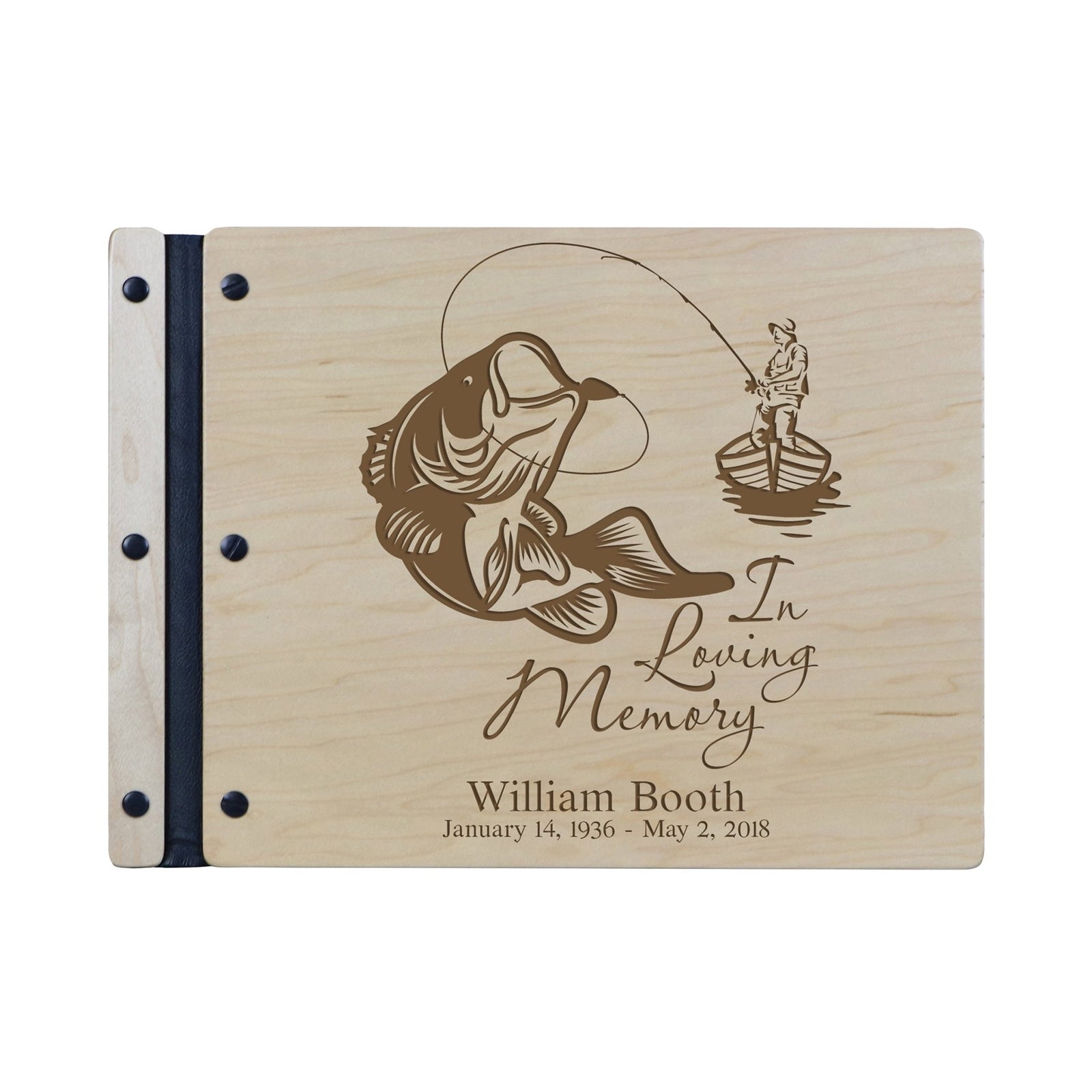 Custom Engraved Wooden Memorial Guestbook 13.375” x 10” x .75” In Loving Memory 3 - LifeSong Milestones