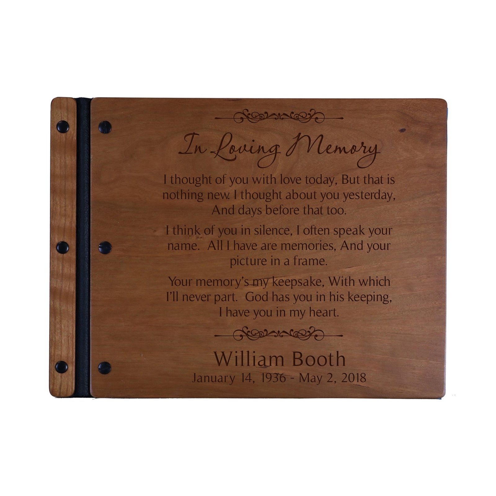 Custom Engraved Wooden Memorial Guestbook 13.375” x 10” x .75” In Loving Memory 4 - LifeSong Milestones