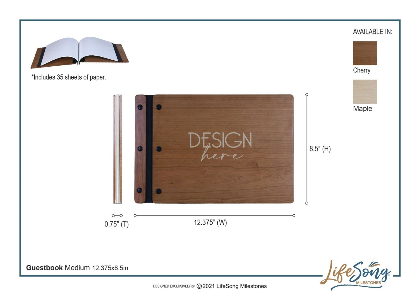 Custom Engraved Wooden Wedding Guest book 11” x 8.5” - And They Lived Happily Ever After - LifeSong Milestones