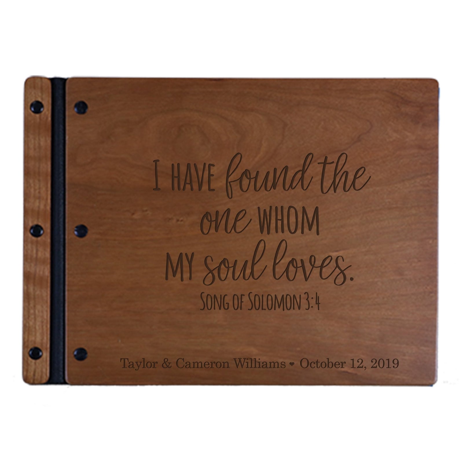 Custom Engraved Wooden Wedding Guest book 11” x 8.5” - I Have Found The One - LifeSong Milestones