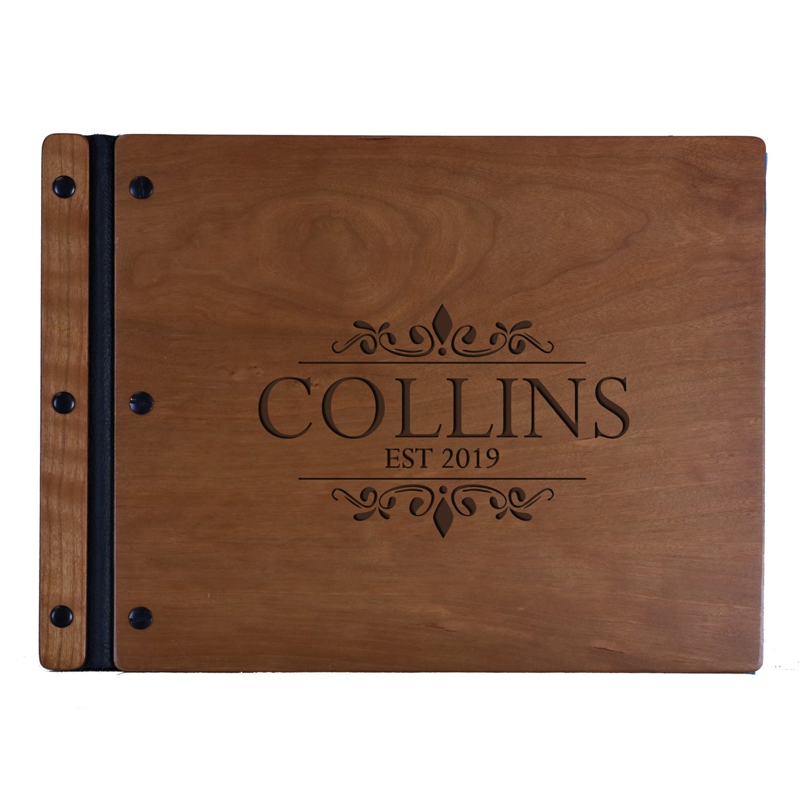 Custom Engraved Wooden Wedding Guest book 11” x 8.5” - Last Name Est - LifeSong Milestones