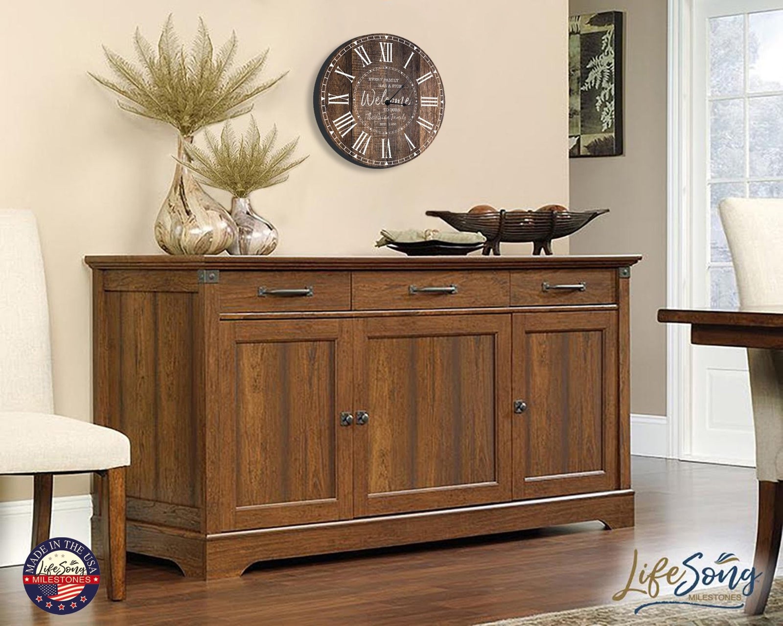 Custom Everyday Home and Family Clock 12” x .0125” Every Family Has Welcome - LifeSong Milestones