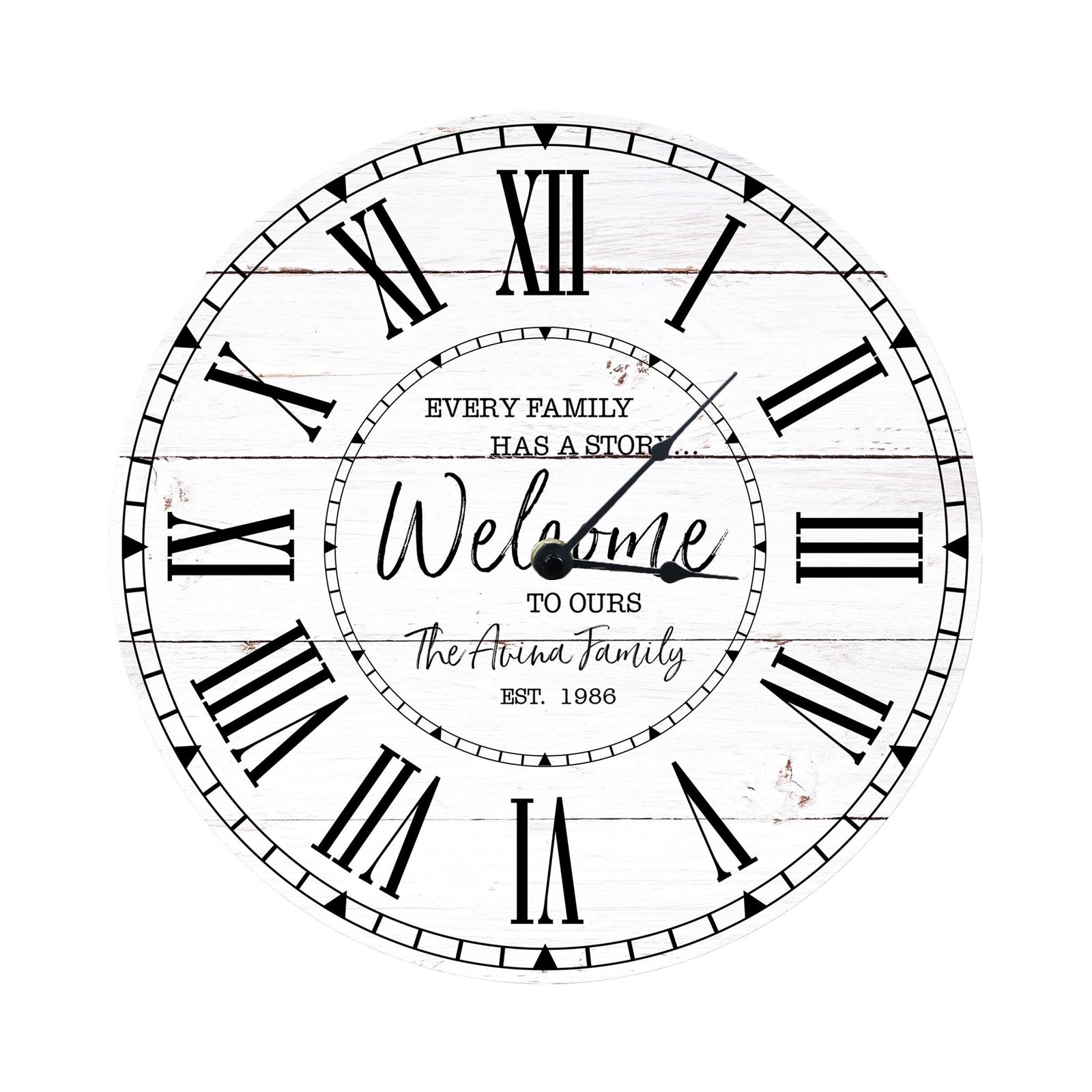 Custom Everyday Home and Family Clock 12” x .0125” Every Family Has Welcome - LifeSong Milestones