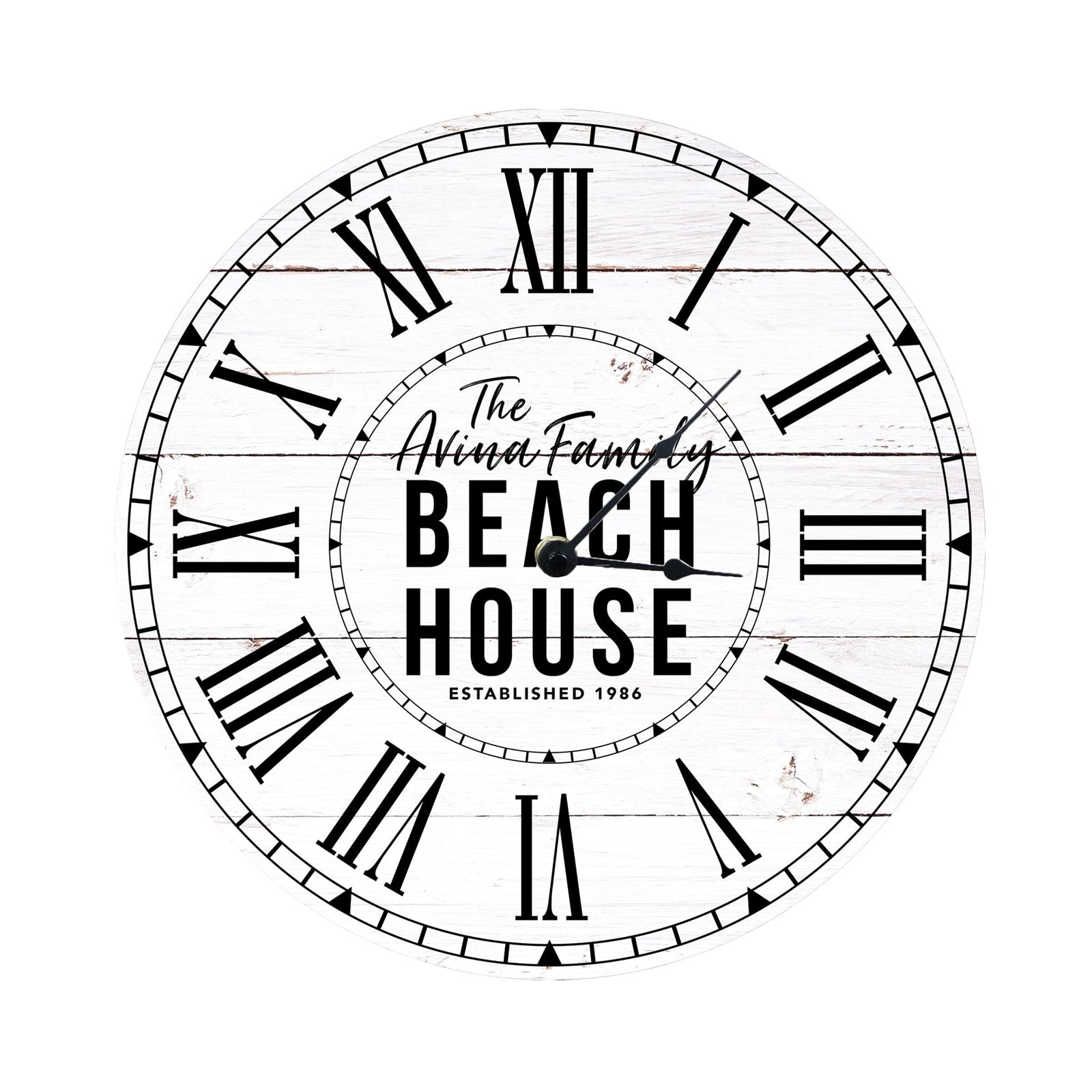 Custom Everyday Home and Family Clock 12” x 0.125” Family Beach House - LifeSong Milestones