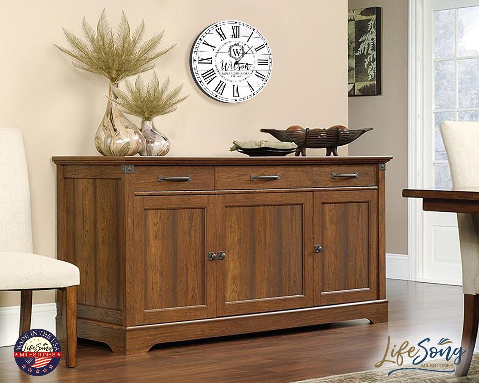 Custom Everyday Home and Family Clock 12” x .0125” First Last Name Year Established - LifeSong Milestones