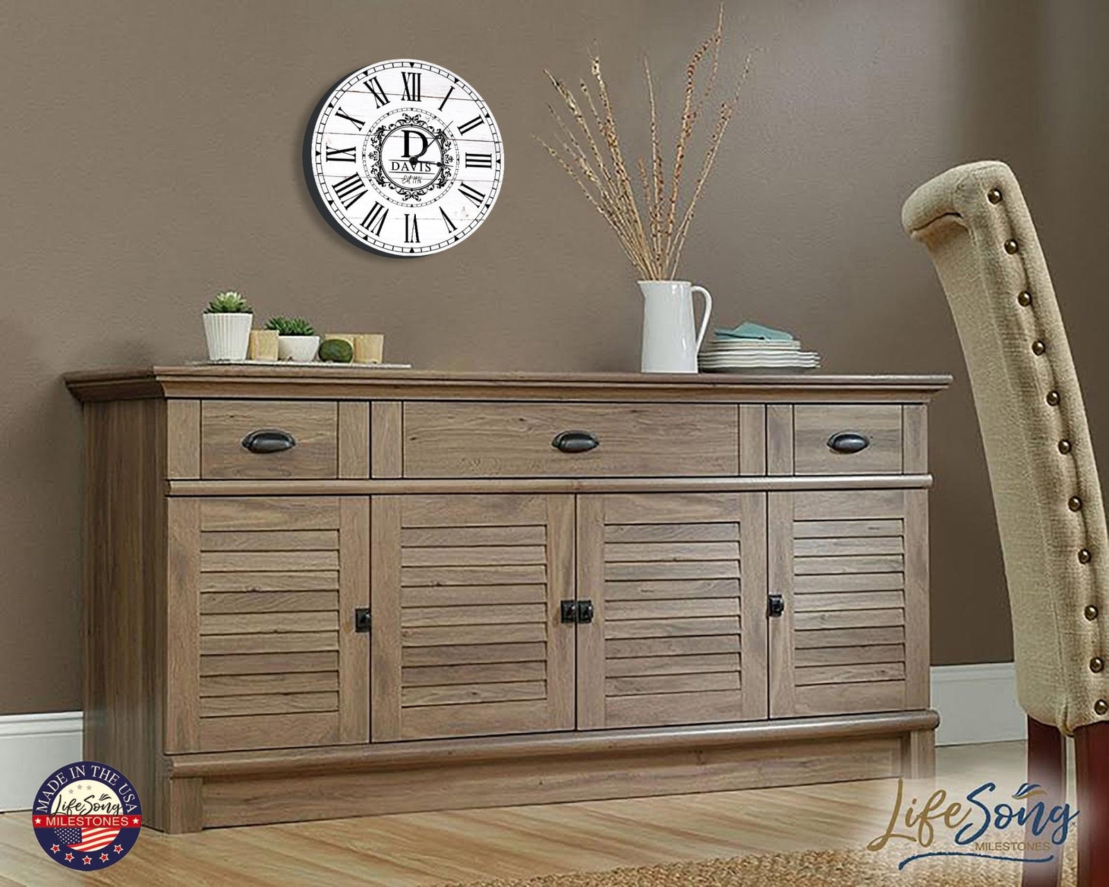 Custom Everyday Home and Family Clock 12” x .0125” Initials, Year - LifeSong Milestones