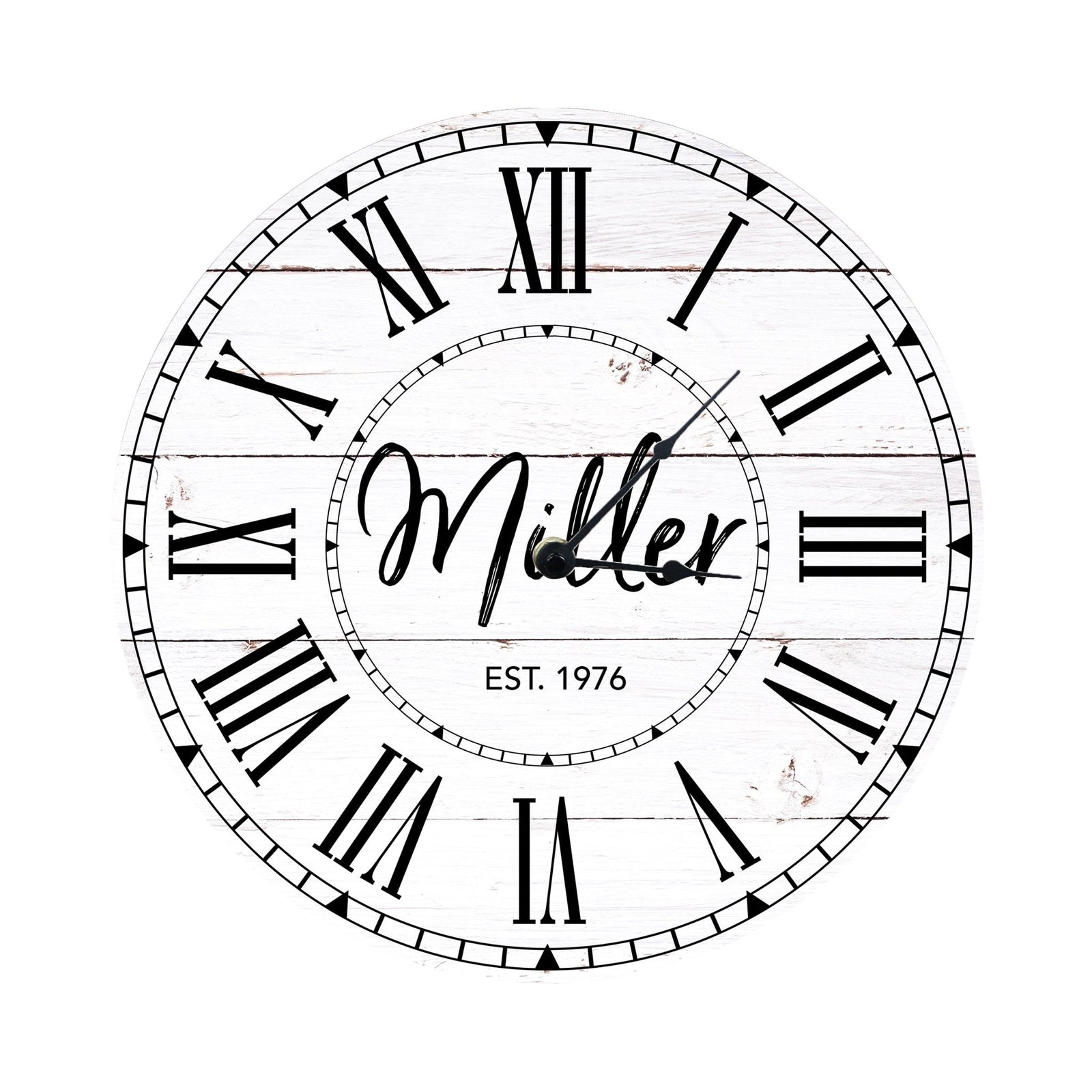 Custom Everyday Home and Family Clock 12” x .0125” Last Name Established - LifeSong Milestones
