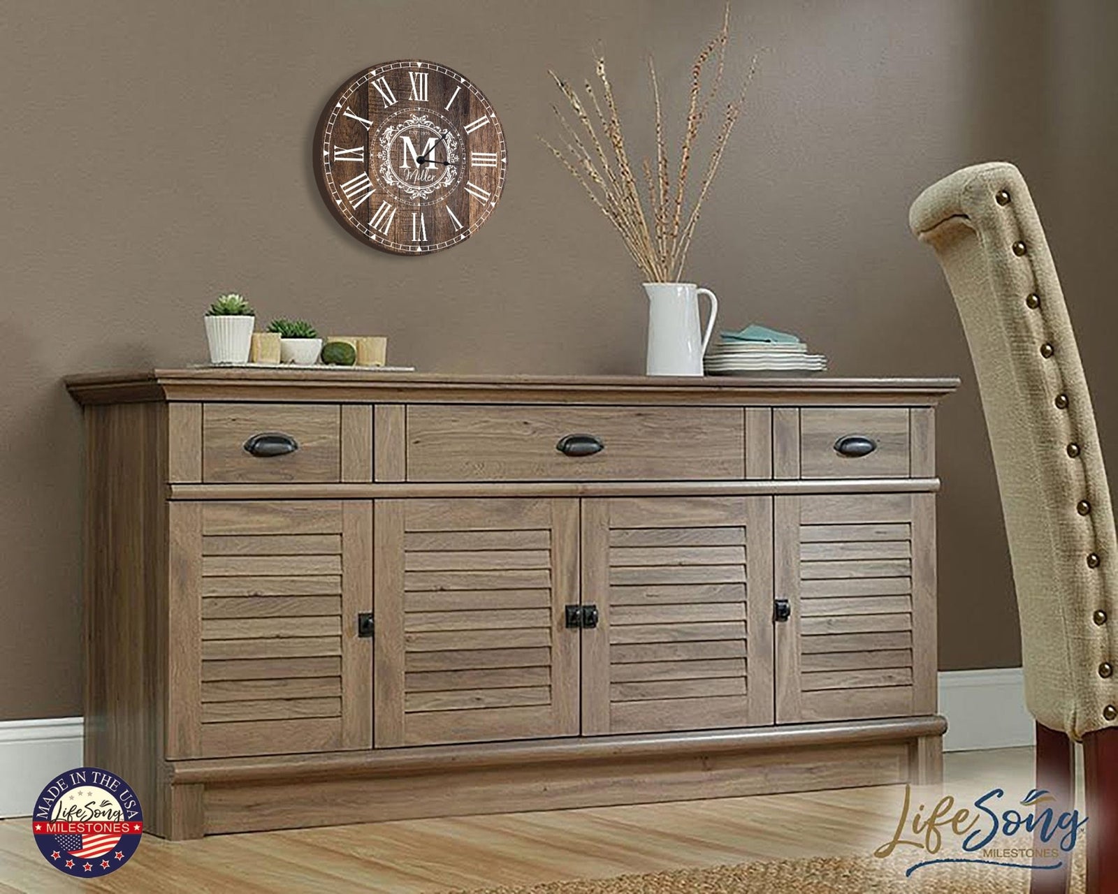 Custom Everyday Home and Family Clock 12” x .0125” Last Name, Initials, Year - LifeSong Milestones