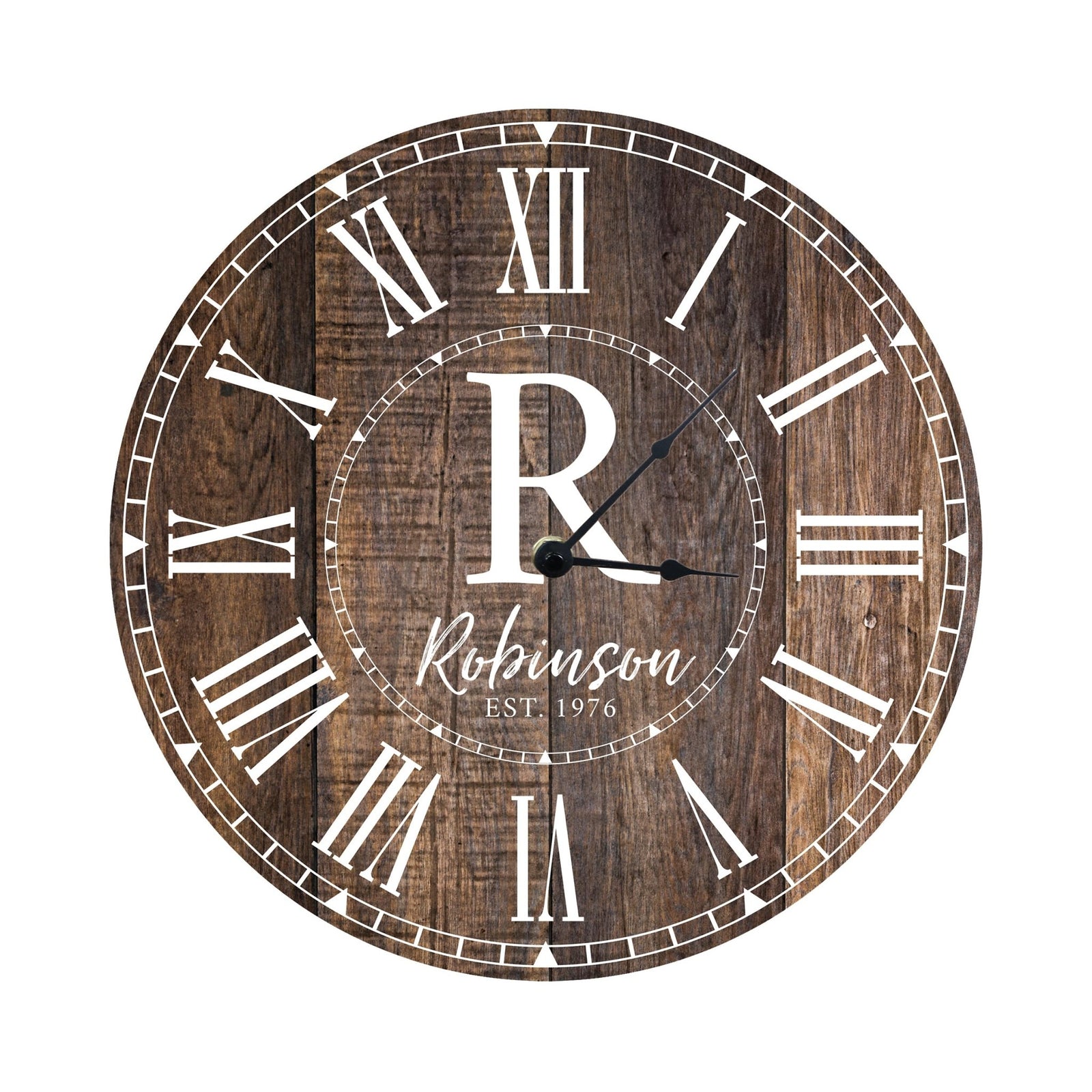 Custom Everyday Home and Family Clock 12” x .0125” Last Name, Initials, Year - LifeSong Milestones
