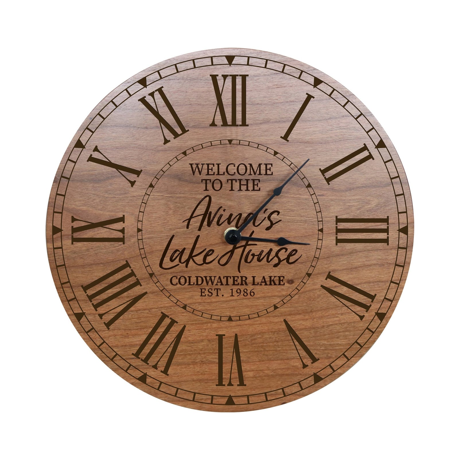 Custom Everyday Home and Family Clock 12” x .0125” Welcome To The Lakehouse - LifeSong Milestones