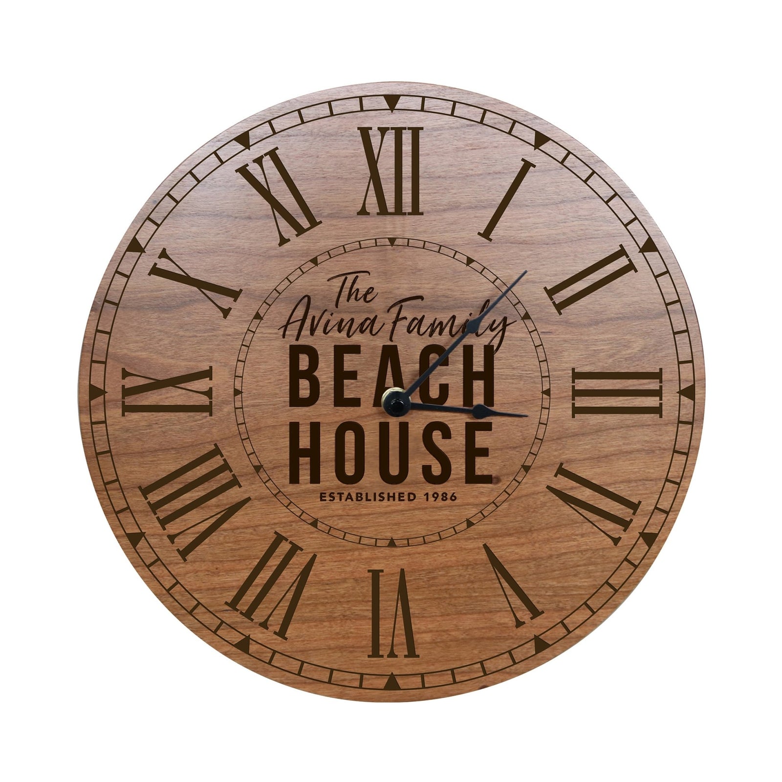 Custom Everyday Home and Family Clock 12” x 0.75” Family Beach House - LifeSong Milestones