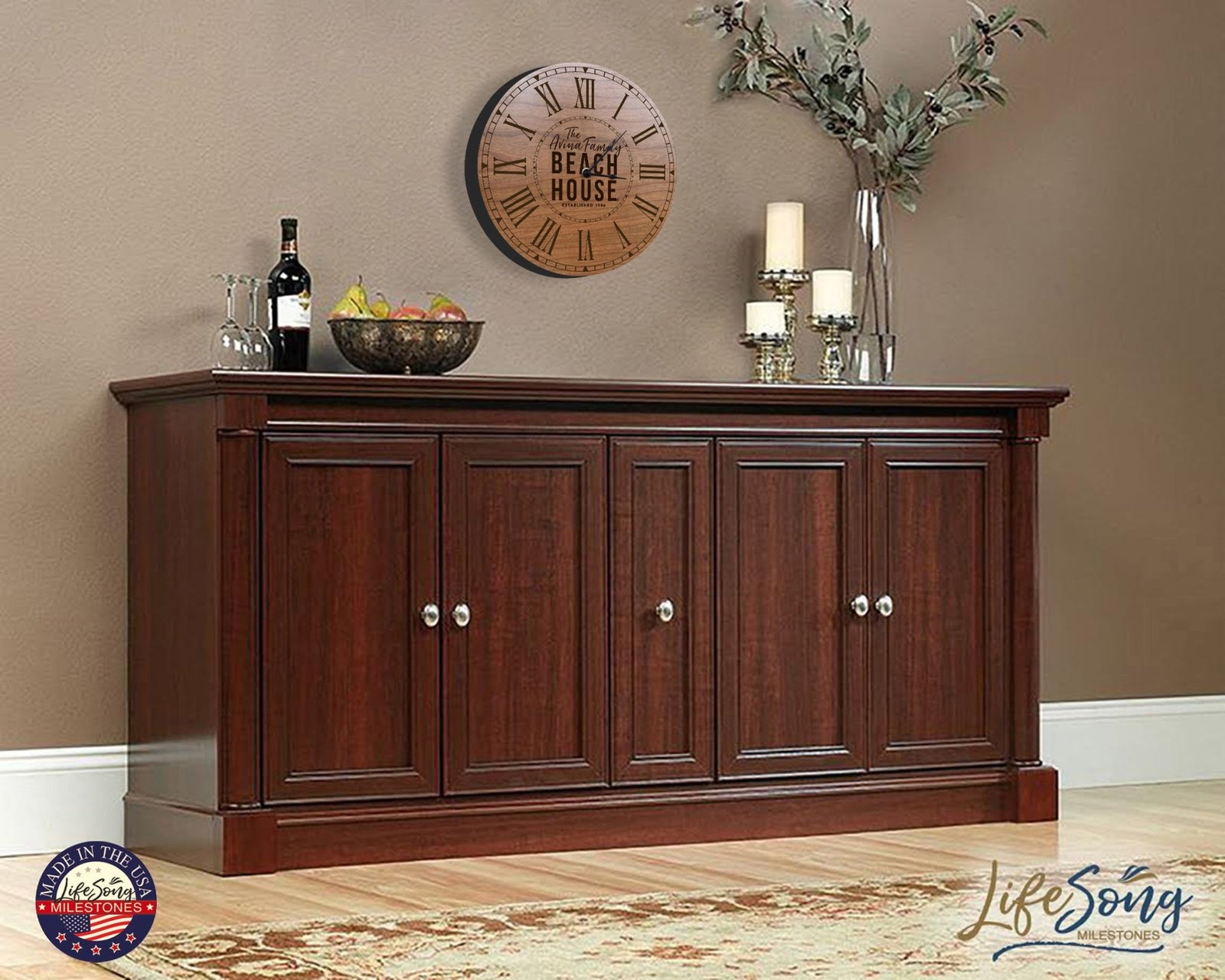 Custom Everyday Home and Family Clock 12” x 0.75” Family Beach House - LifeSong Milestones