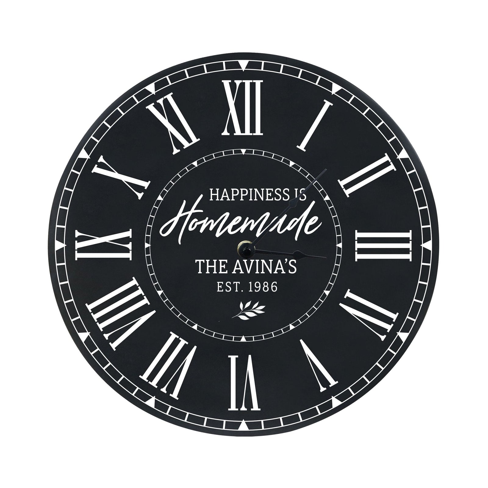 Custom Everyday Home and Family Clock 12” x 0.75” Happiness Is Homemade - LifeSong Milestones