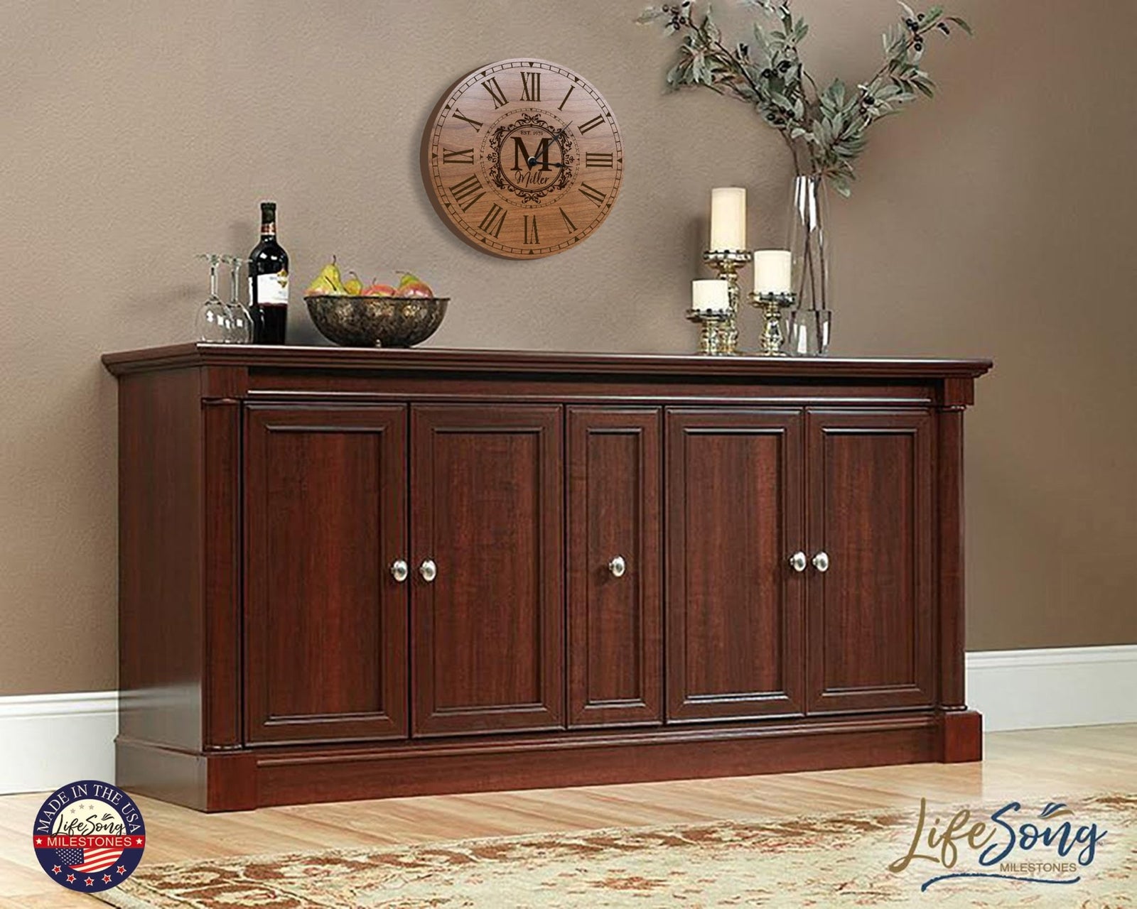 Custom Everyday Home and Family Clock 12” x 0.75” Last Name, Initials, Year - LifeSong Milestones