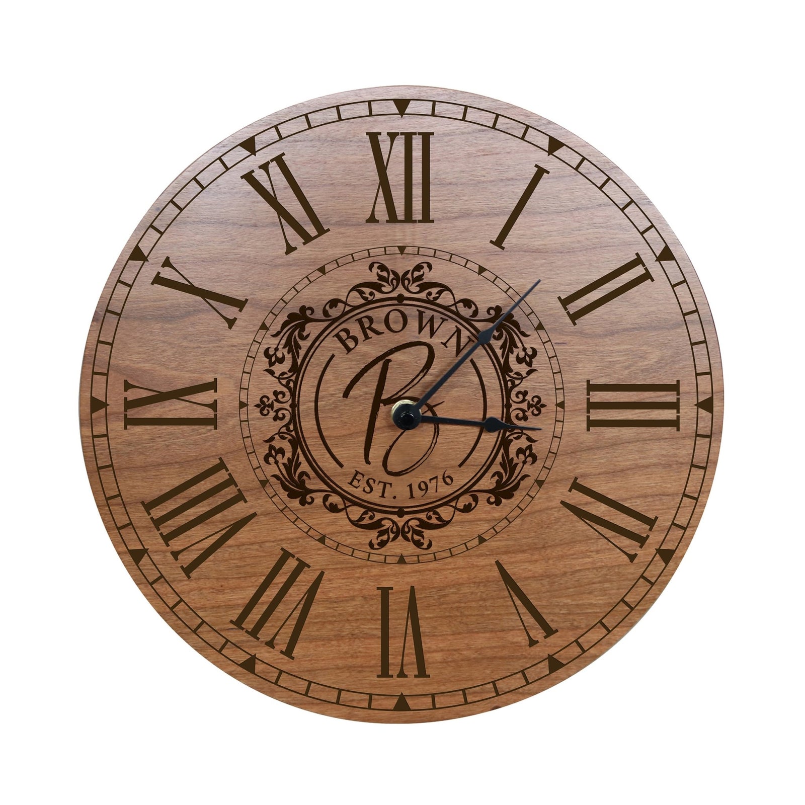 Custom Everyday Home and Family Clock 12” x 0.75” Last Name, Initials, Year - LifeSong Milestones