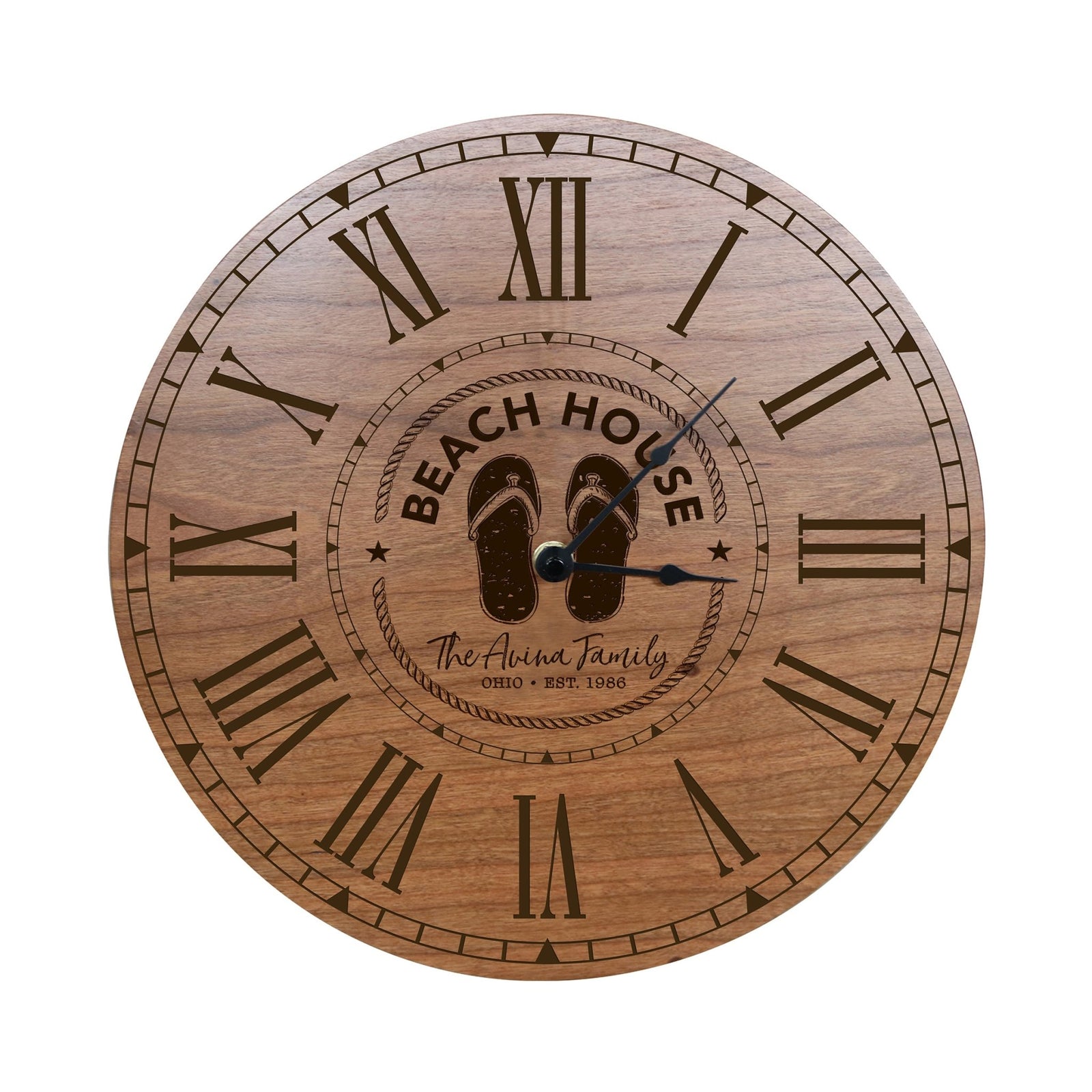 Custom Everyday Home and Family Clock 12” x .75” Beach House - LifeSong Milestones