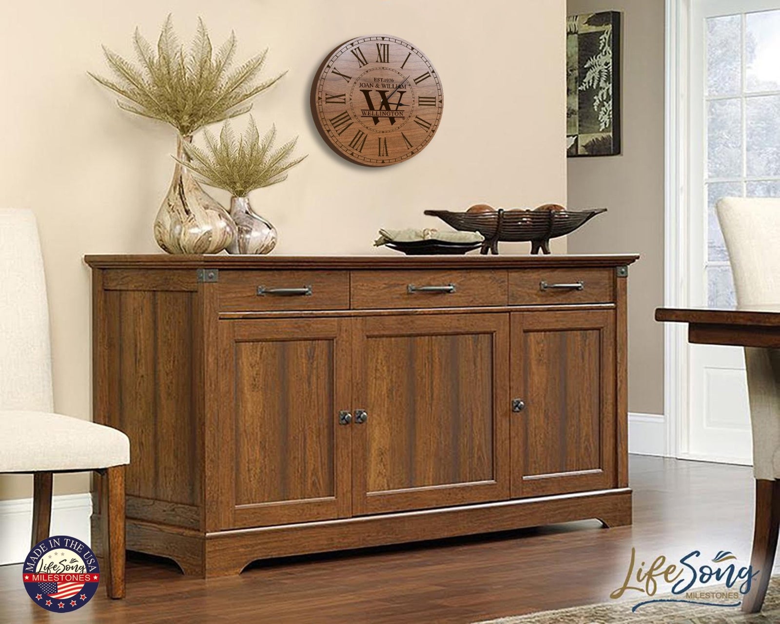 Custom Everyday Home and Family Clock 12” x .75” First Last Name Year - LifeSong Milestones