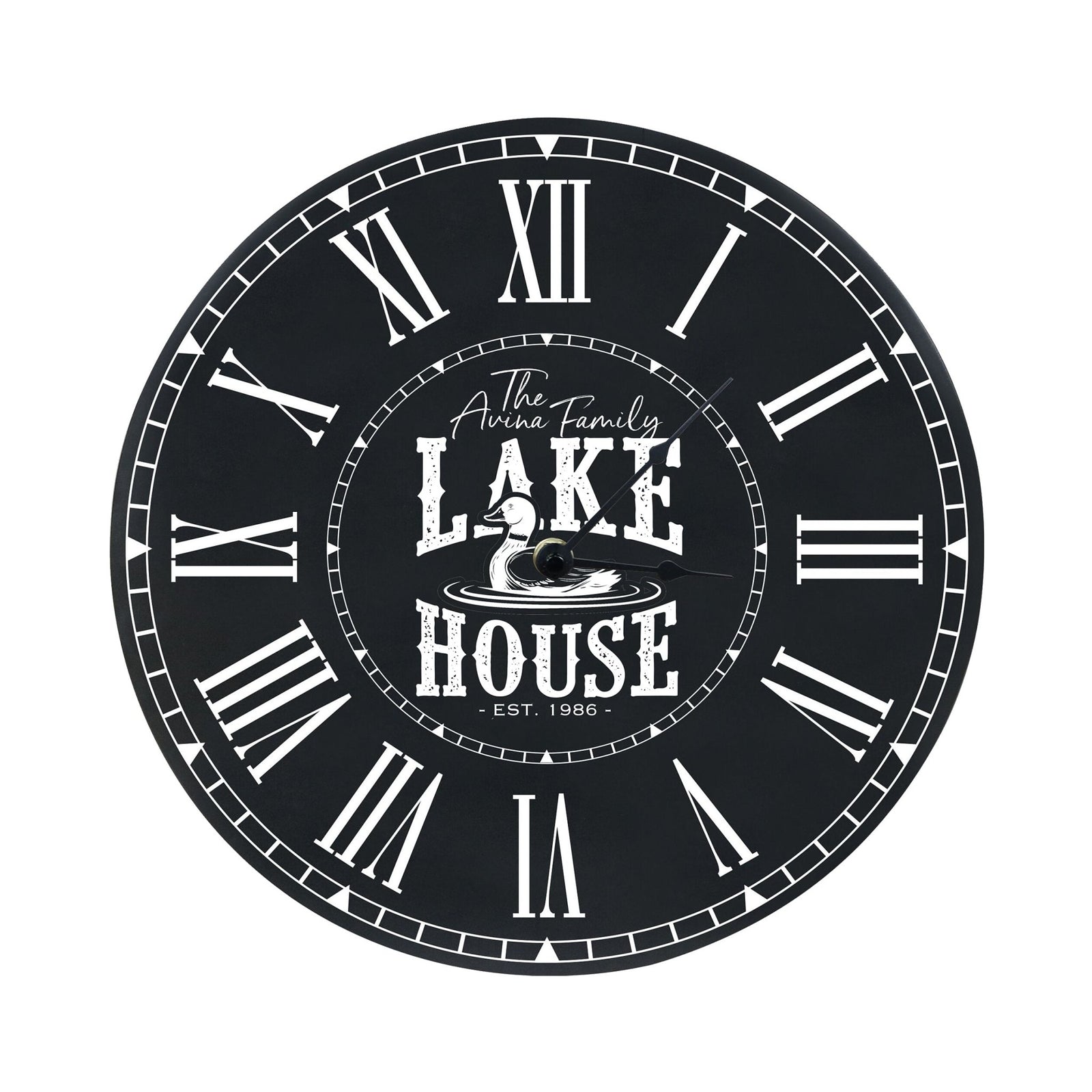Custom Everyday Home and Family Clock 12” x .75” Lakehouse (Duck) - LifeSong Milestones