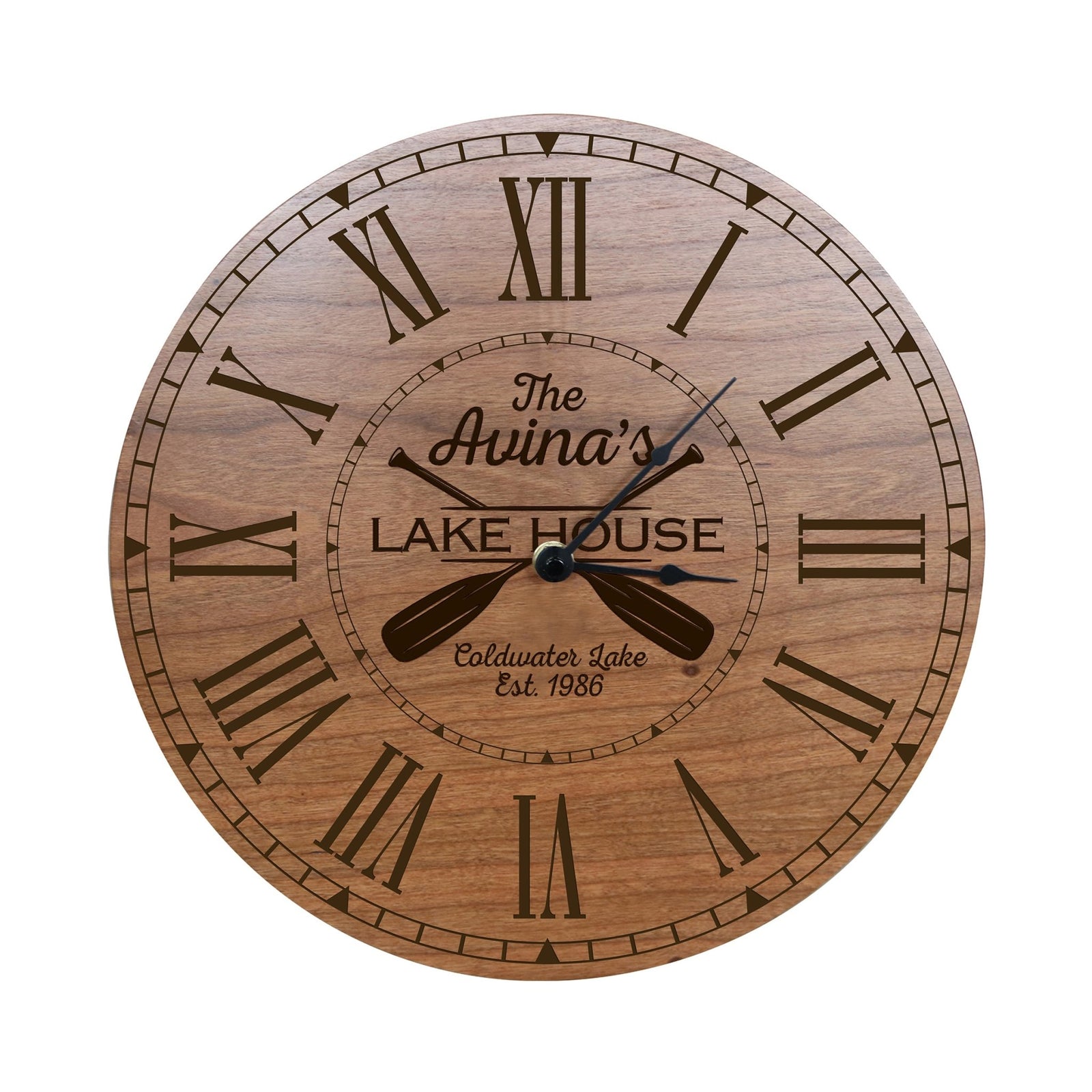 Custom Everyday Home and Family Clock 12” x .75” Lakehouse (Paddles) - LifeSong Milestones