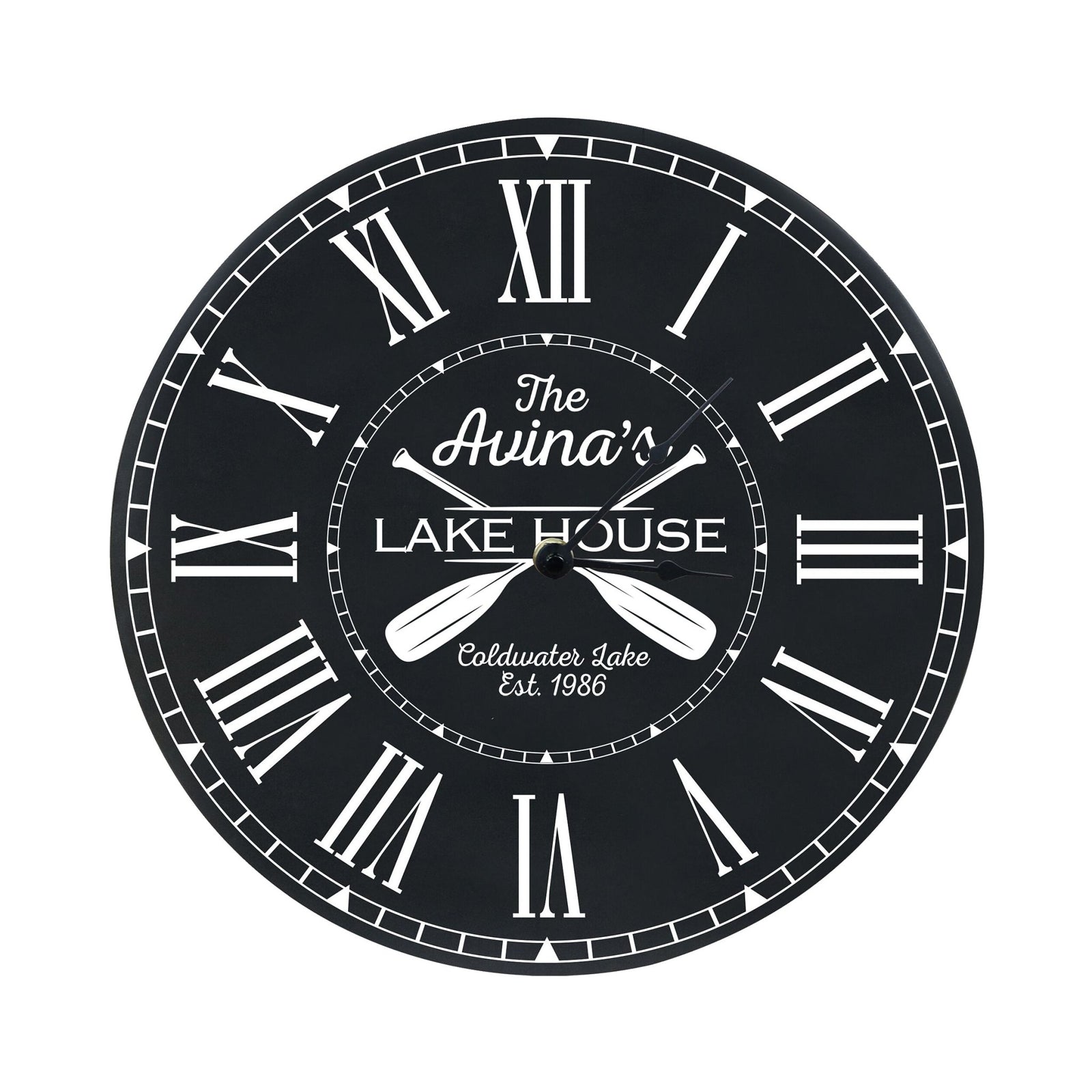 Custom Everyday Home and Family Clock 12” x .75” Lakehouse (Paddles) - LifeSong Milestones