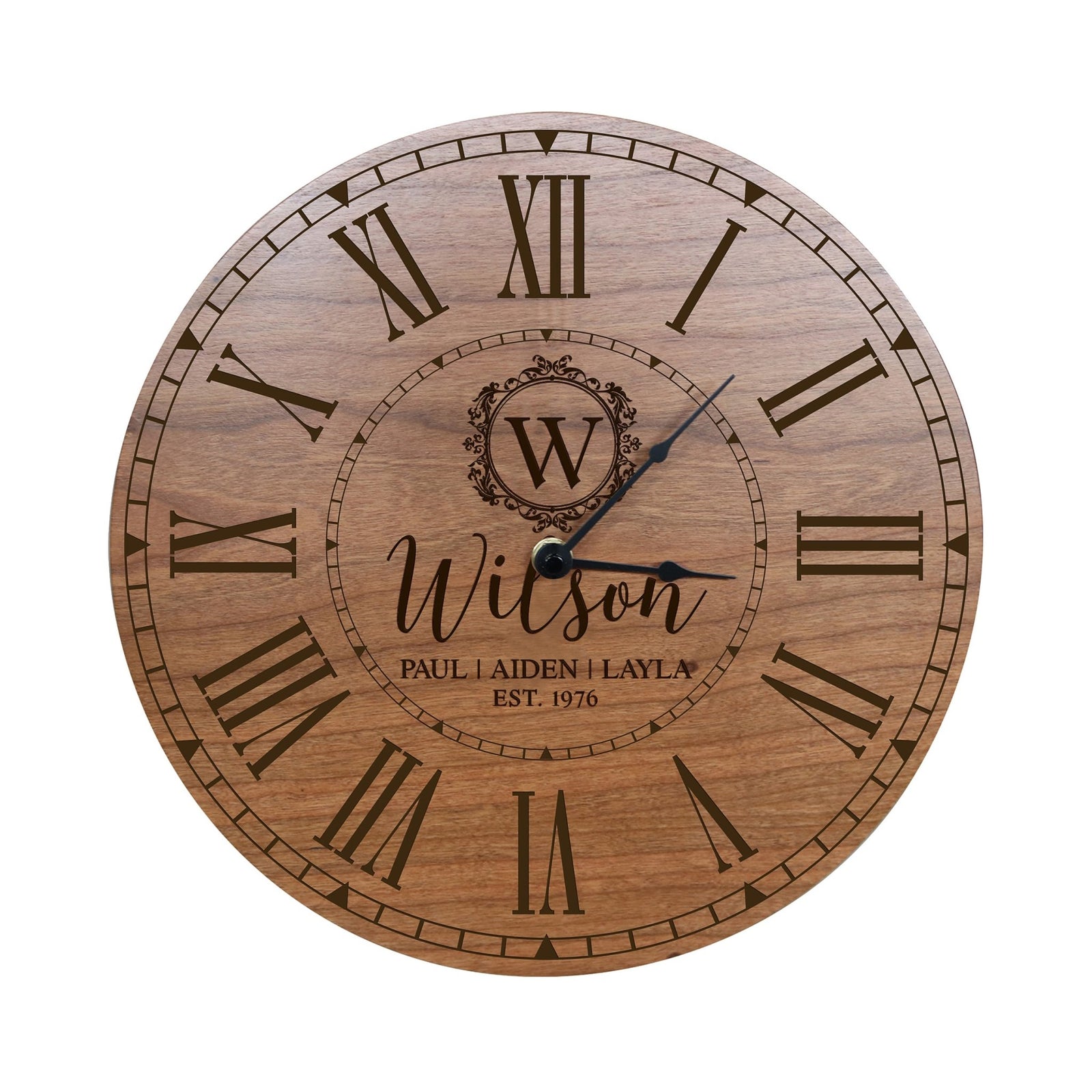 Custom Everyday Home and Family Clock 12” x .75” Last Name, Initials - LifeSong Milestones